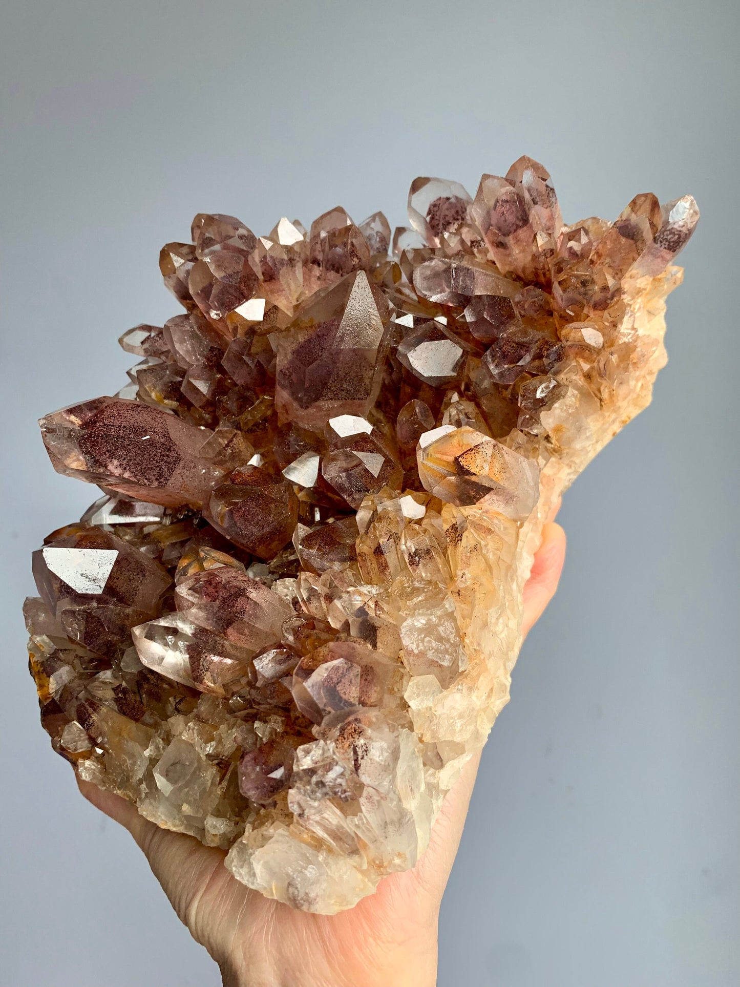 Red Hematite Phantom Quartz Cluster