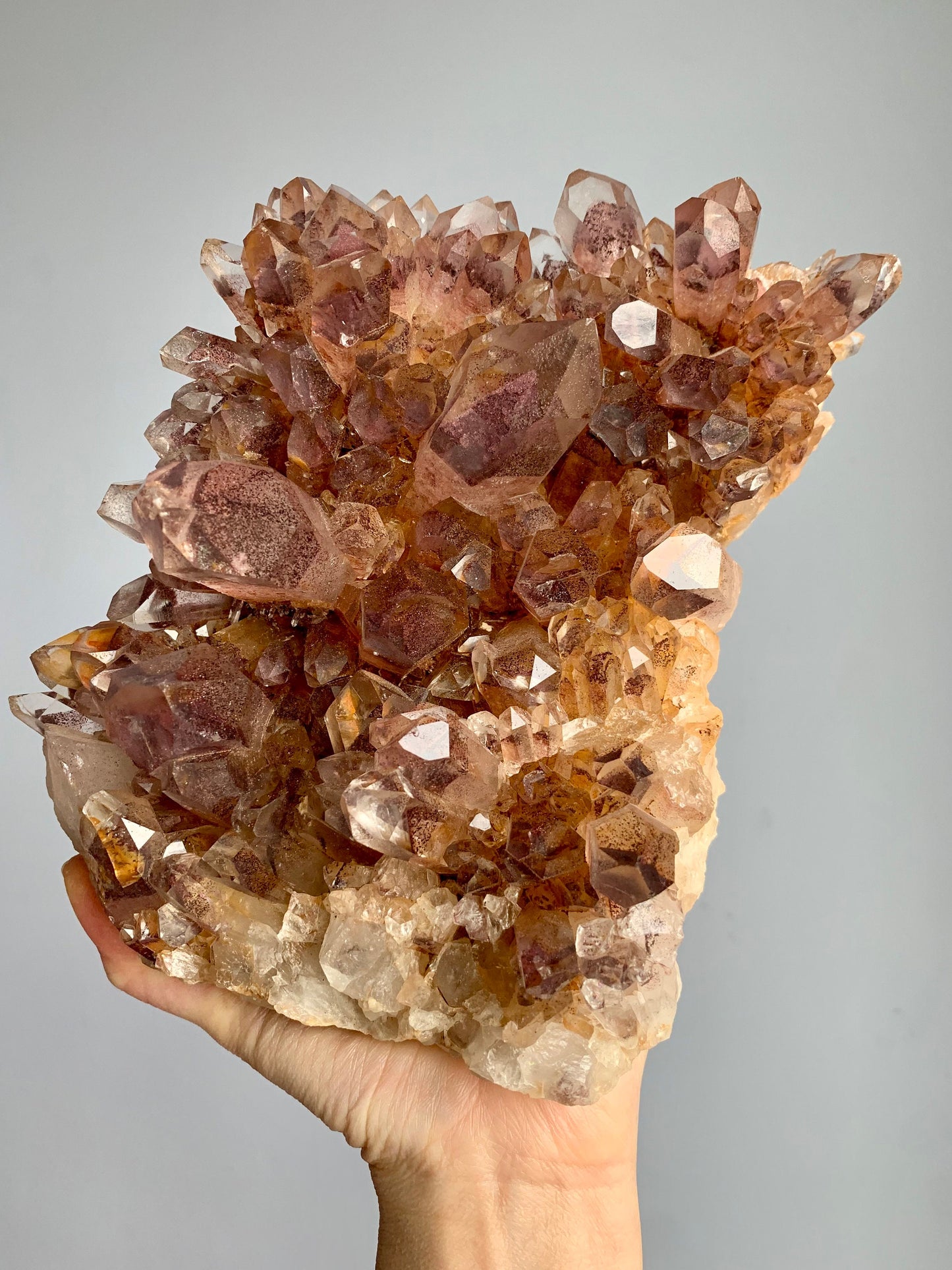 Red Hematite Phantom Quartz Cluster