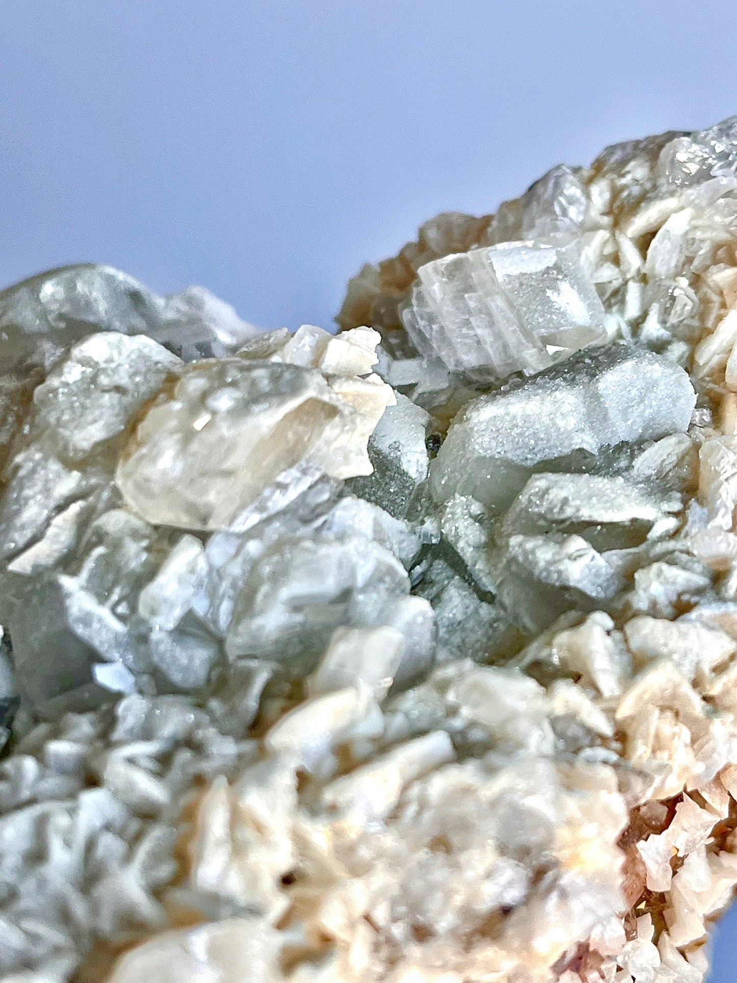 Fluorite with Dolomite and glittery Calcite