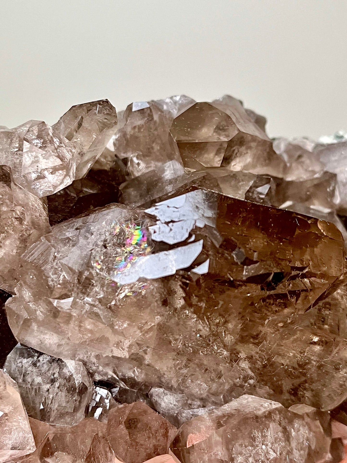 Alpine Smoky Quartz with Gwindel, Rainbows