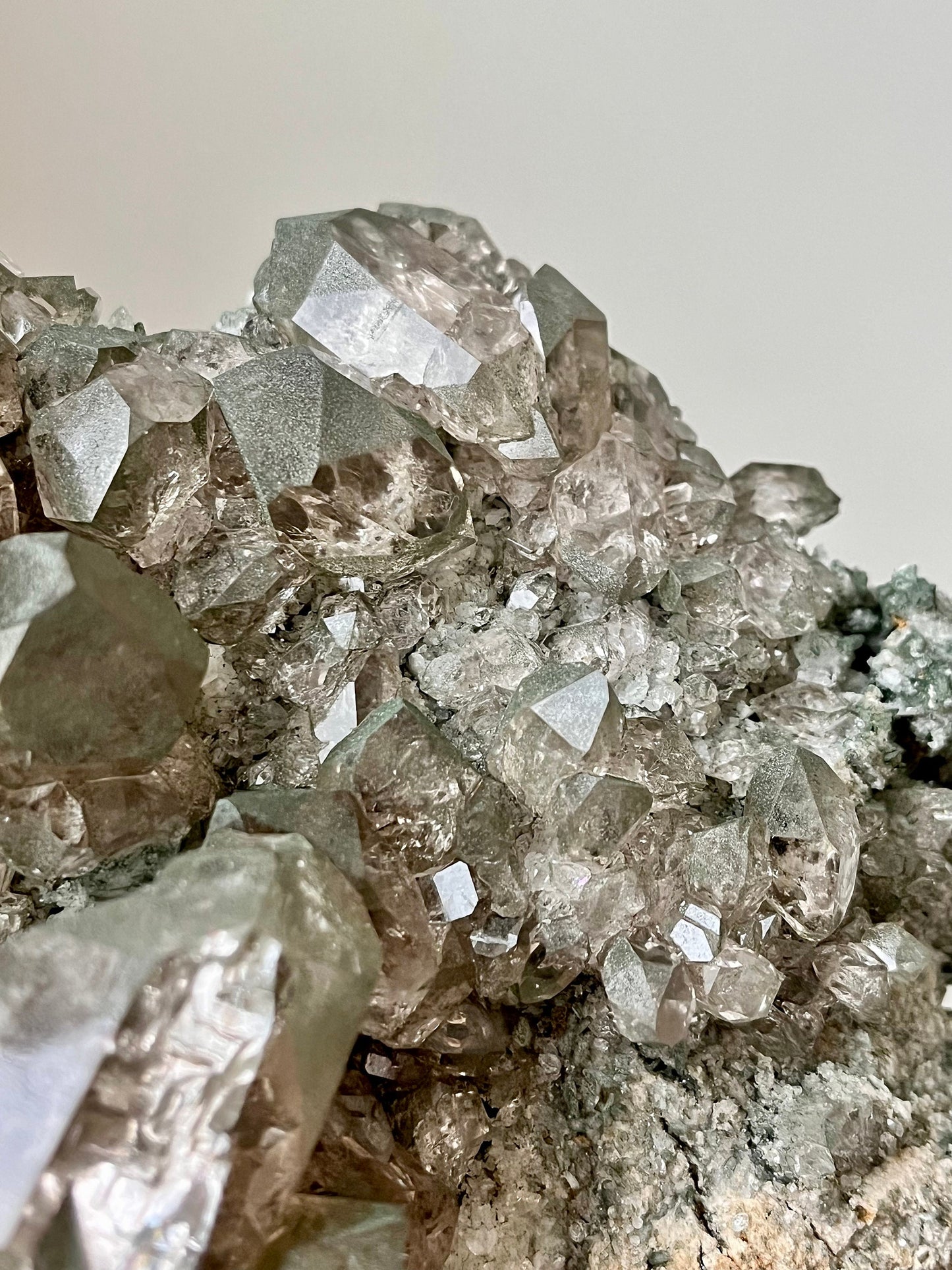 Alpine Smoky Quartz with Double Gwindels, Chlorite