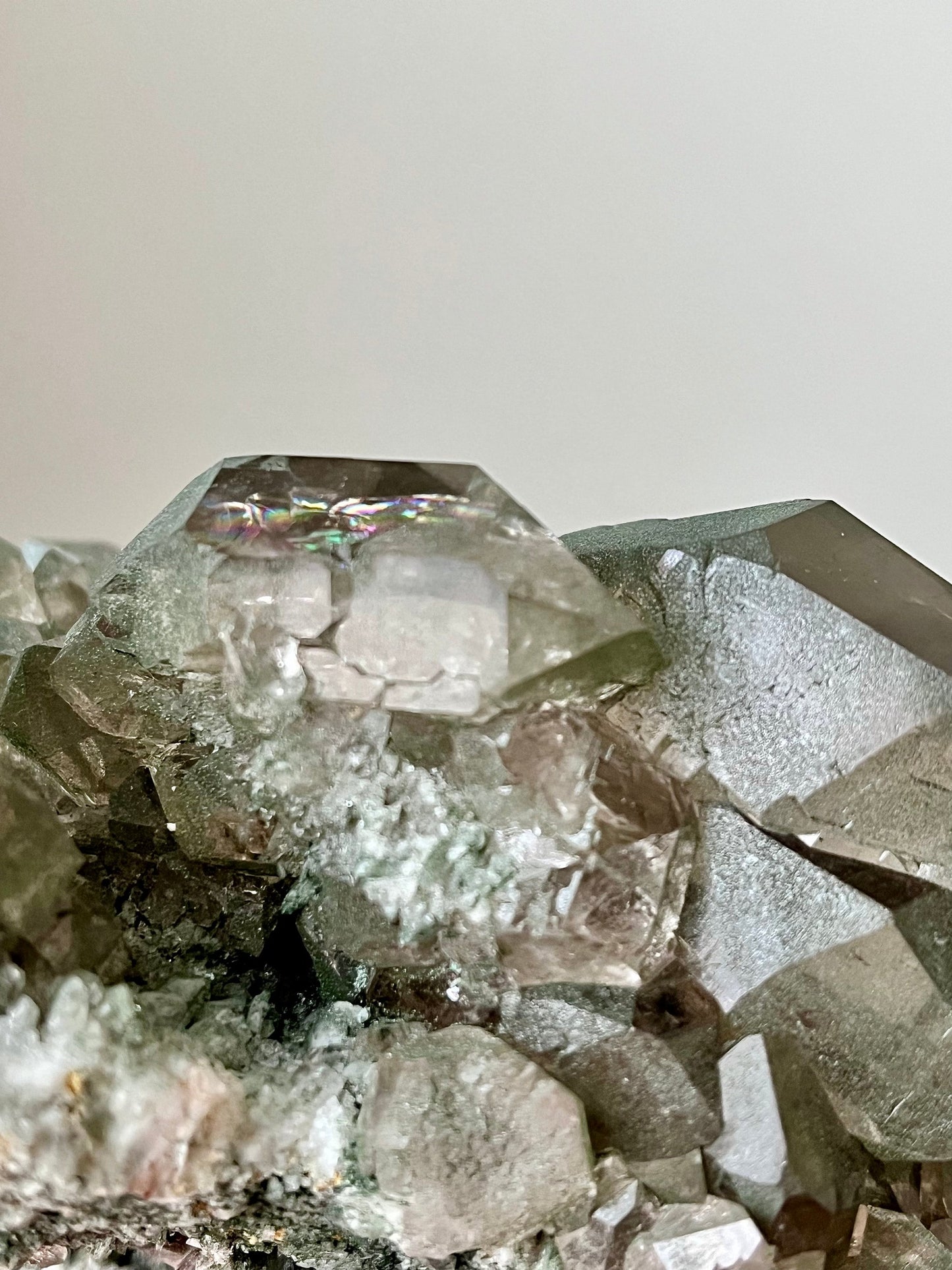 Alpine Smoky Quartz with Double Gwindels, Chlorite