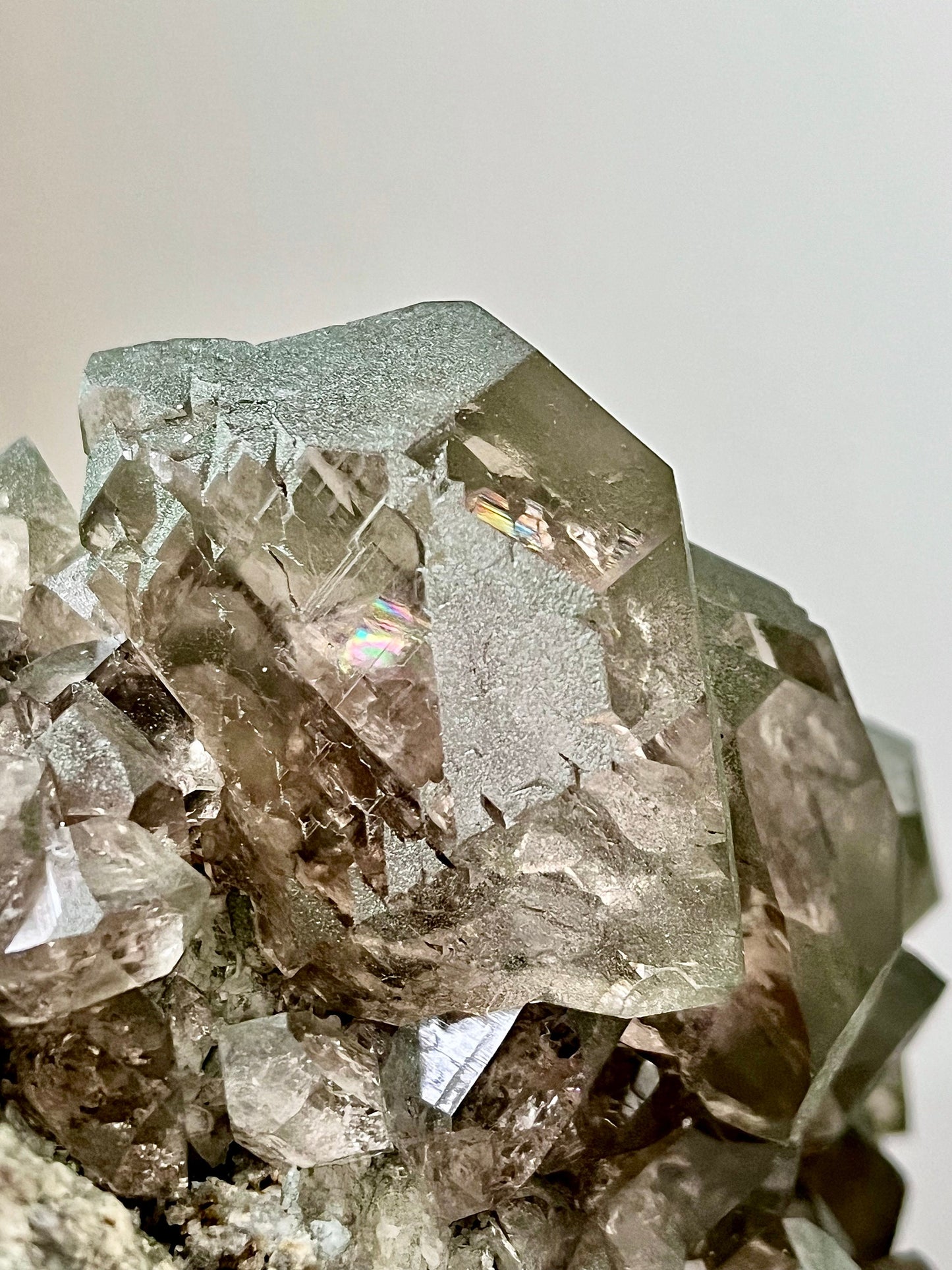 Alpine Smoky Quartz with Double Gwindels, Chlorite