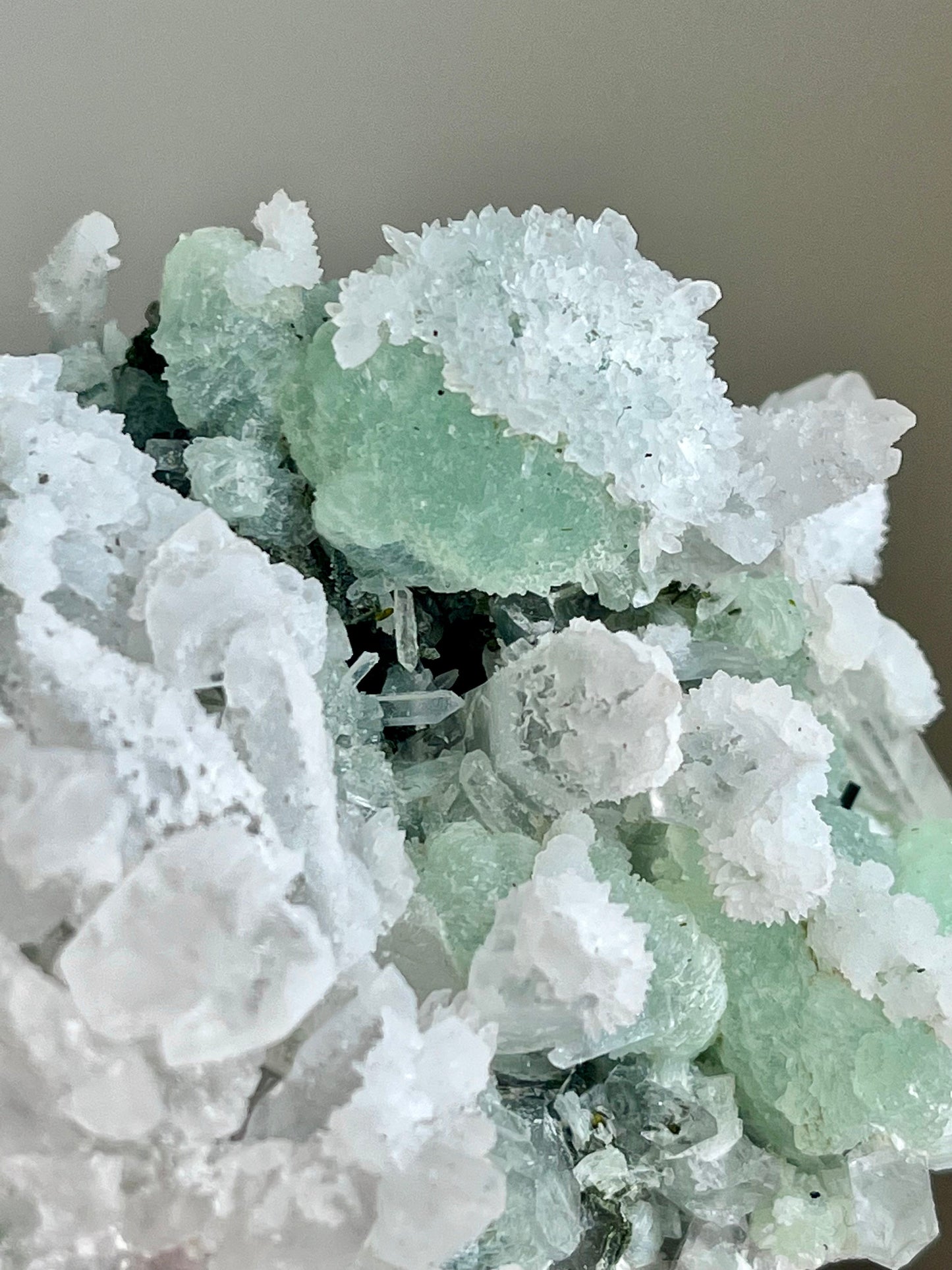 Prehnite with Quartz, Epidote & Calcite