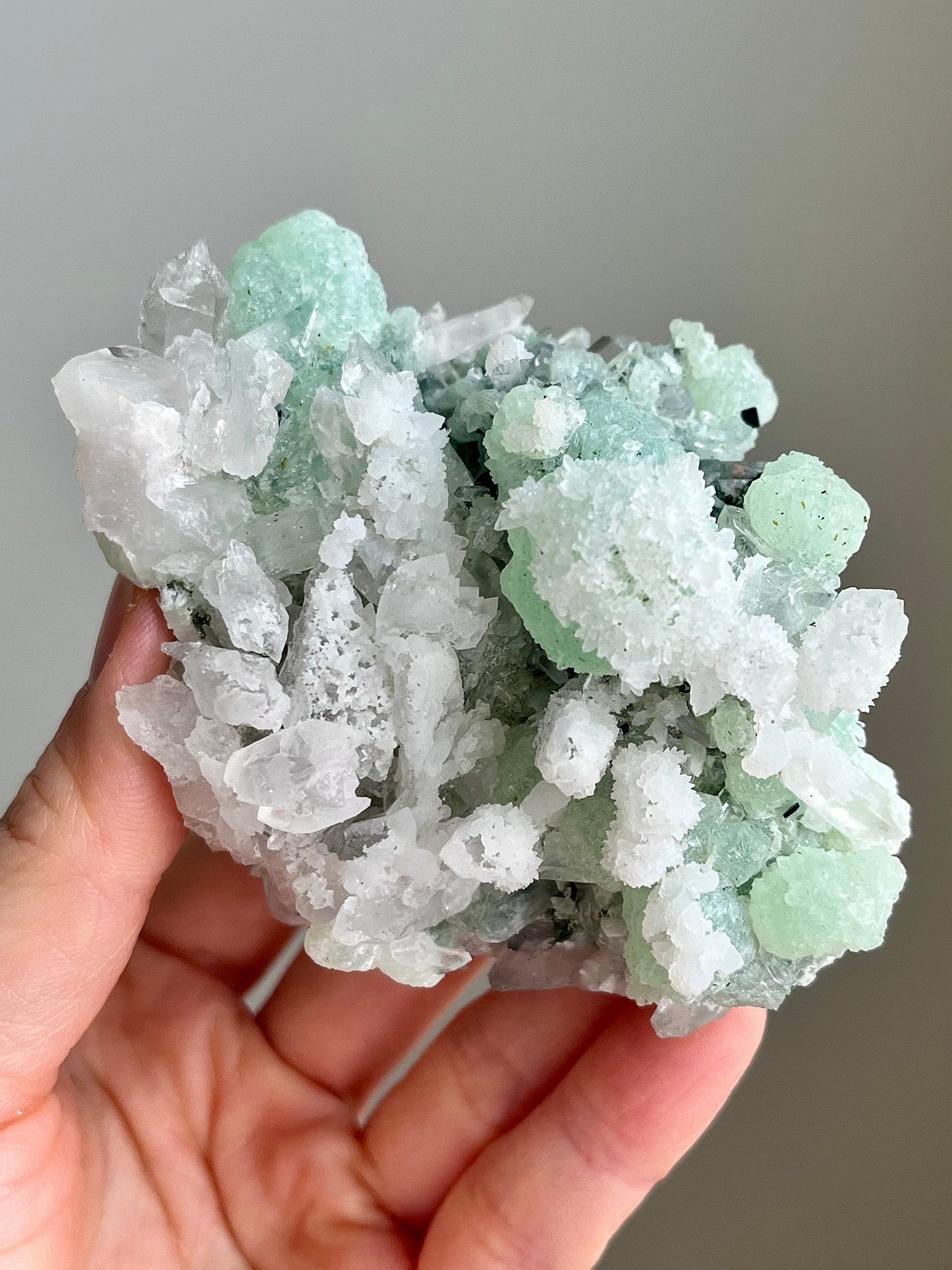 Prehnite with Quartz, Epidote & Calcite