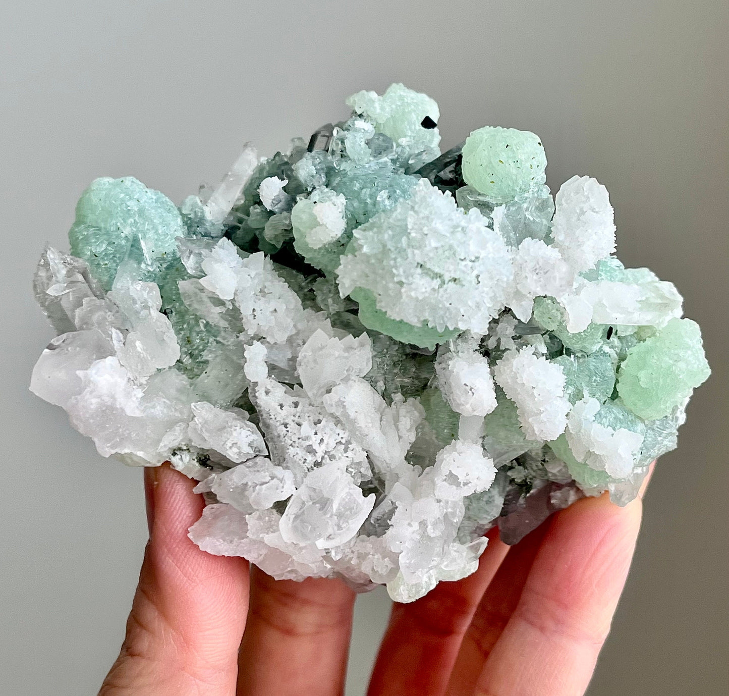 Prehnite with Quartz, Epidote & Calcite