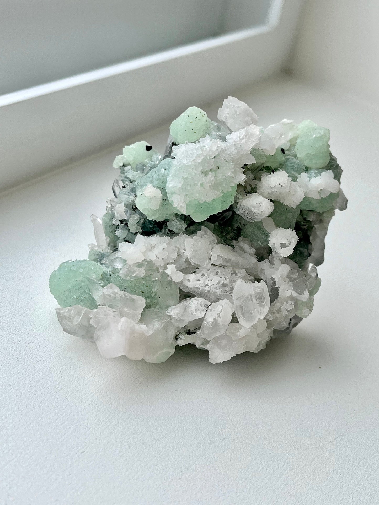 Prehnite with Quartz, Epidote & Calcite