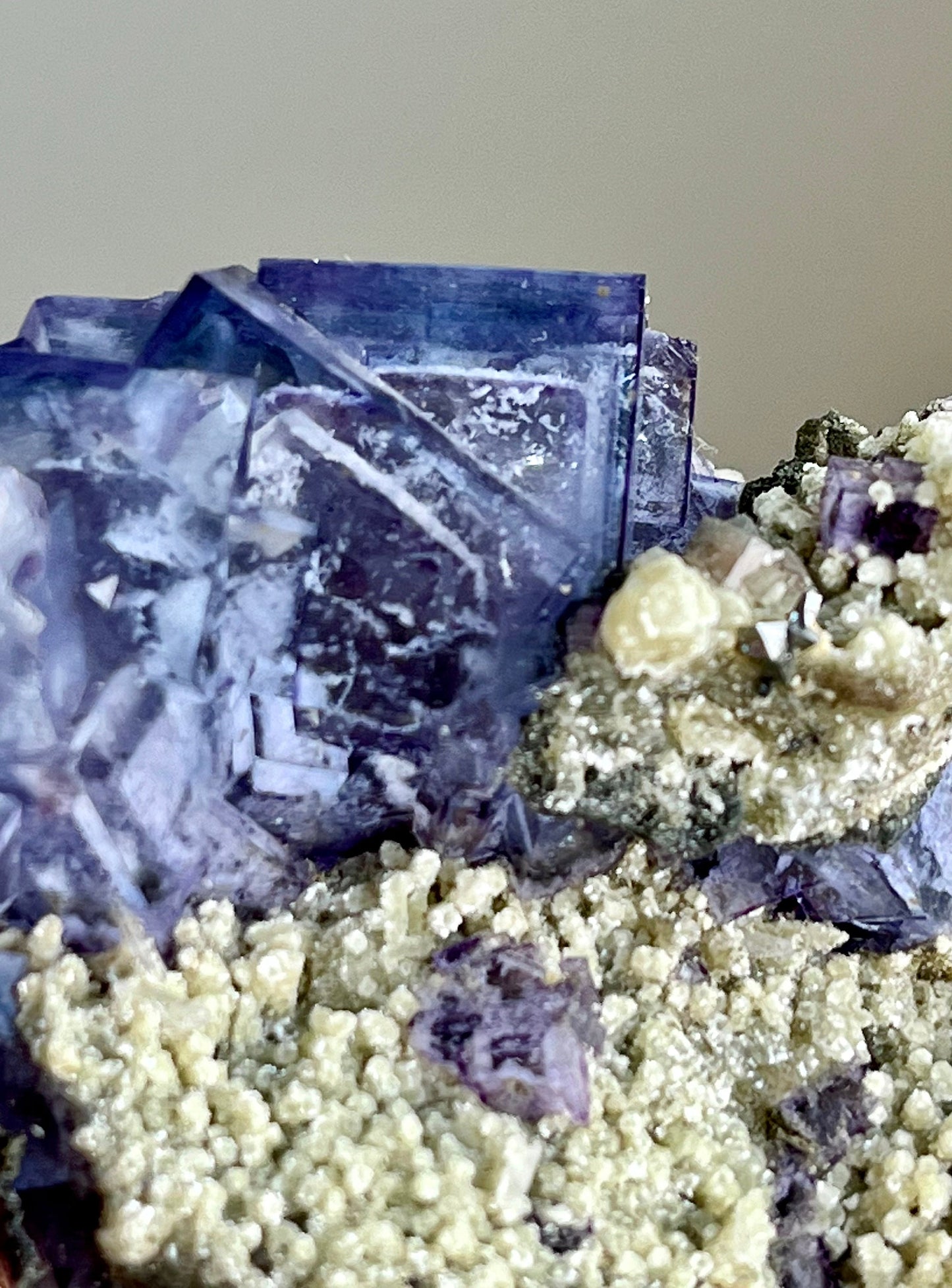 Phantom Fluorite with Mica, Chlorite, Rainbow Flash