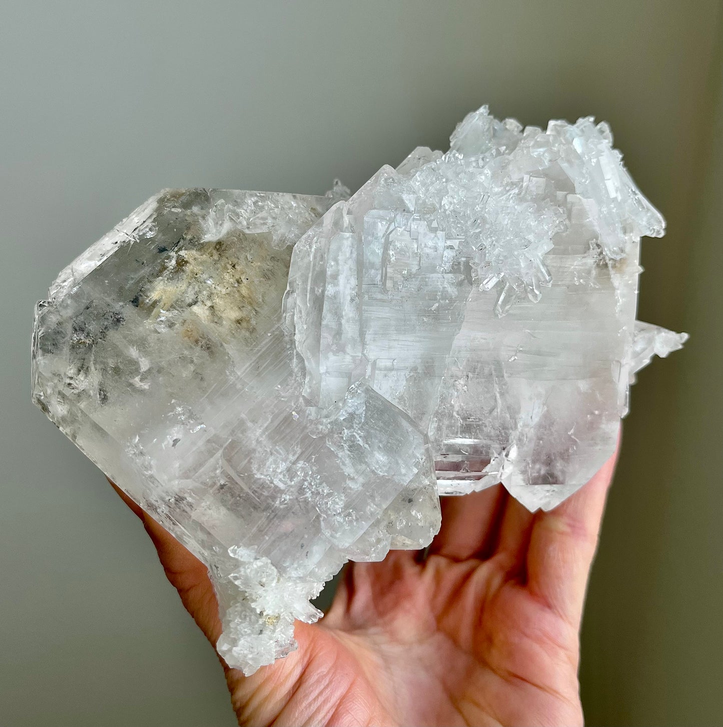 Large Faden Quartz with beautiful inclusions, rainbow flash