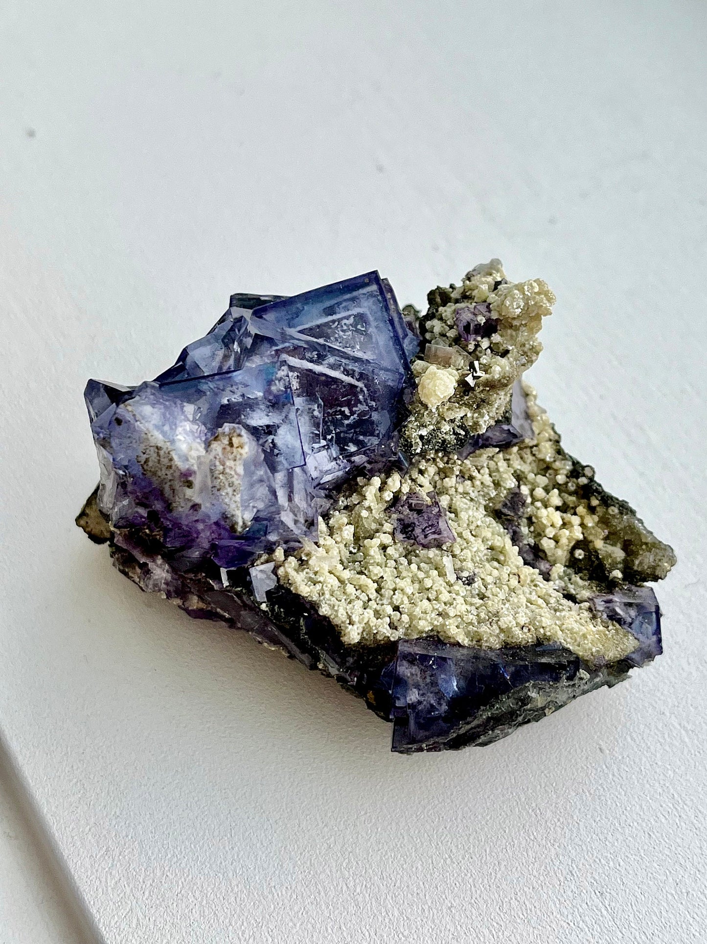 Phantom Fluorite with Mica, Chlorite, Rainbow Flash