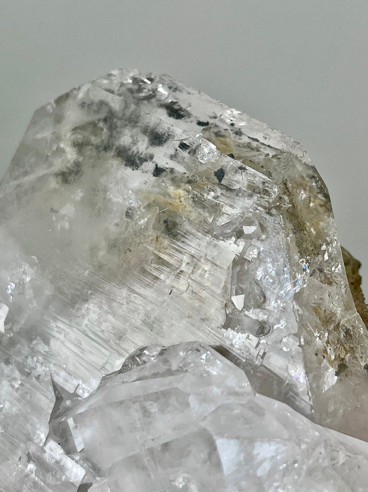 Large Faden Quartz with beautiful inclusions, rainbow flash