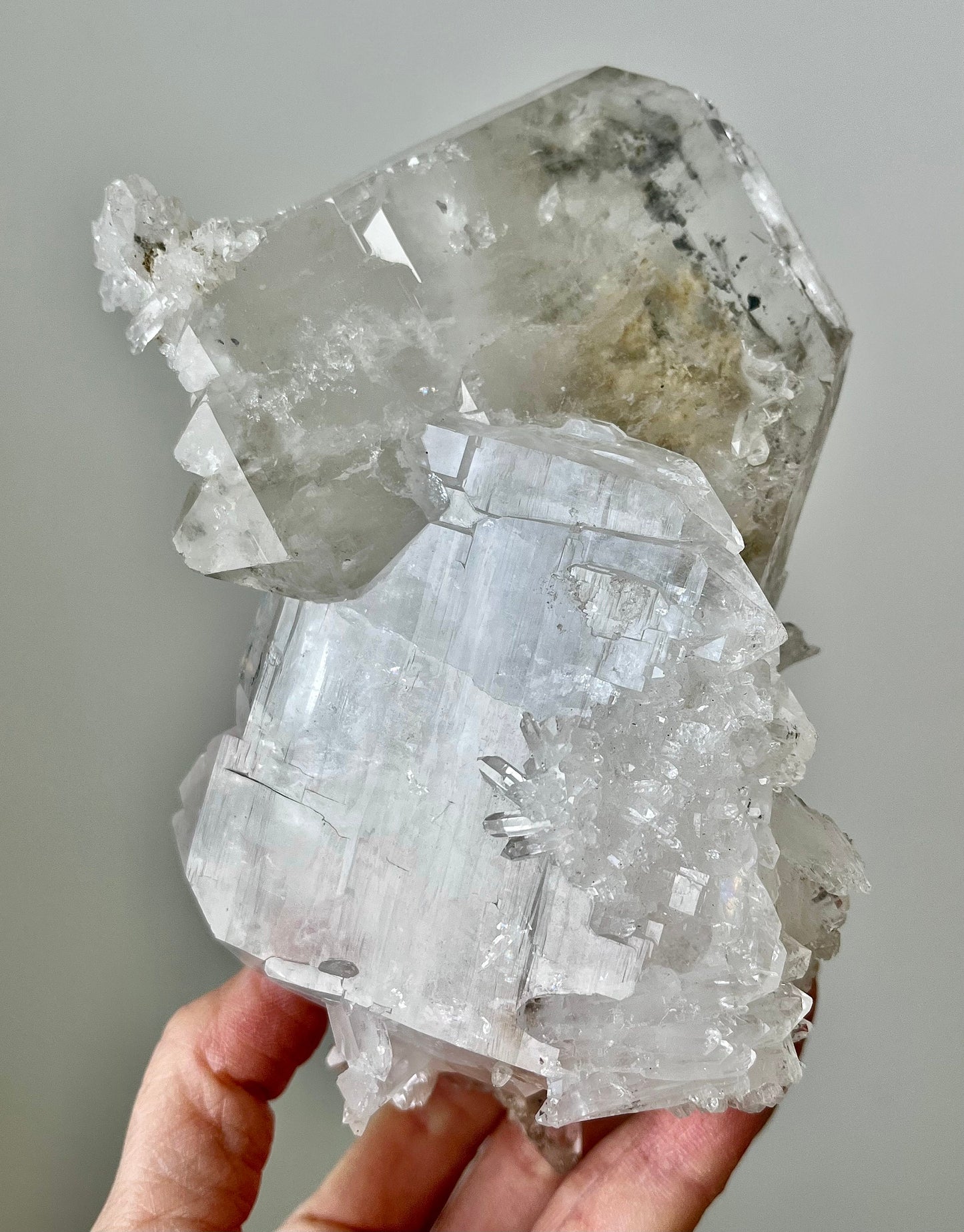 Large Faden Quartz with beautiful inclusions, rainbow flash
