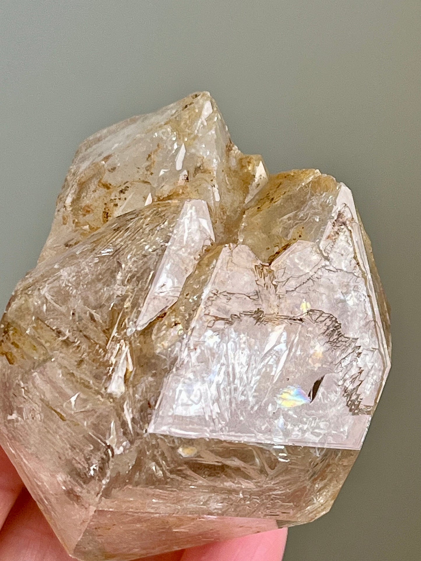 Yellow Clay Fenster Quartz with Rainbow Flash