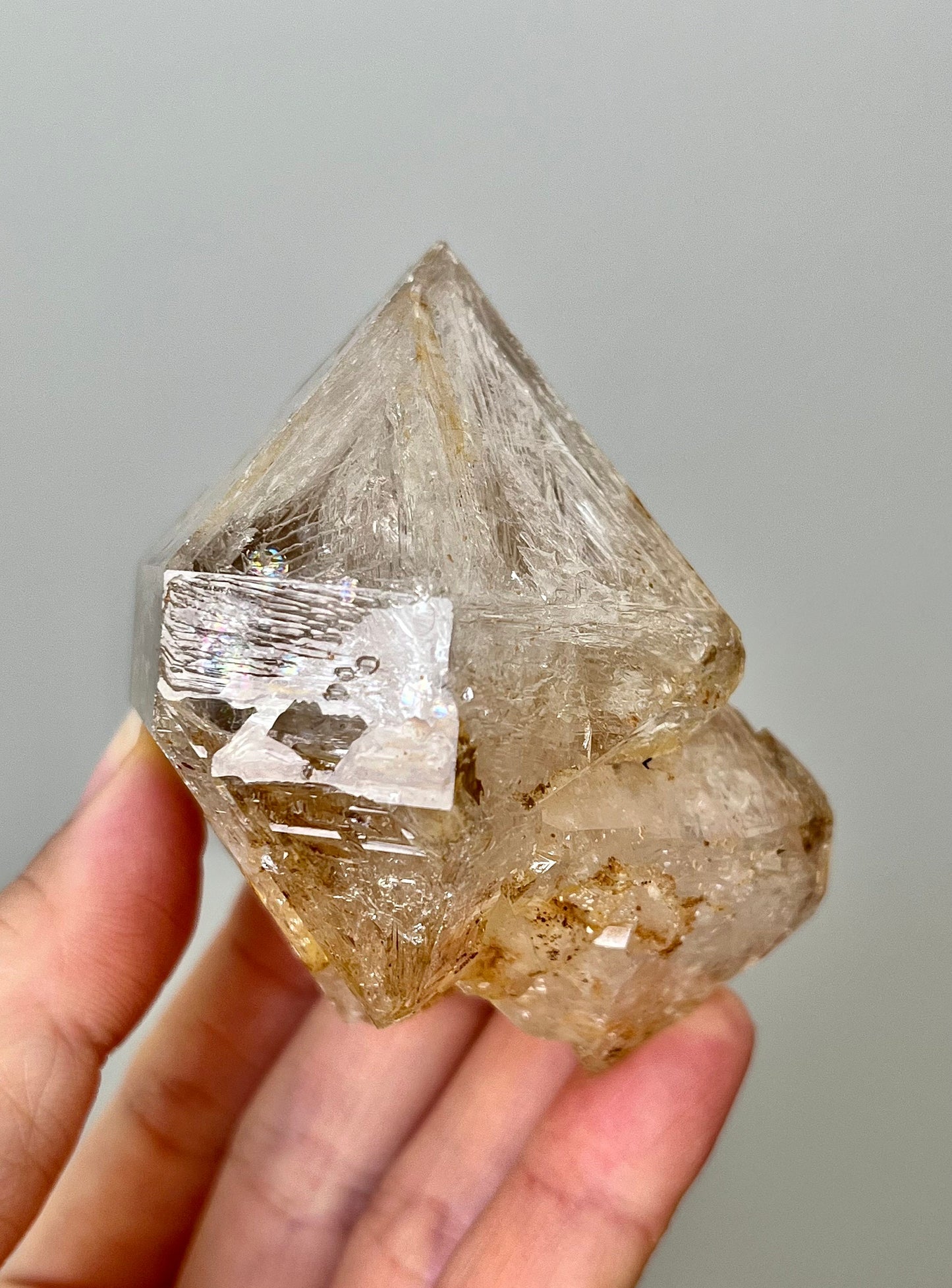 Yellow Clay Fenster Quartz with Rainbow Flash