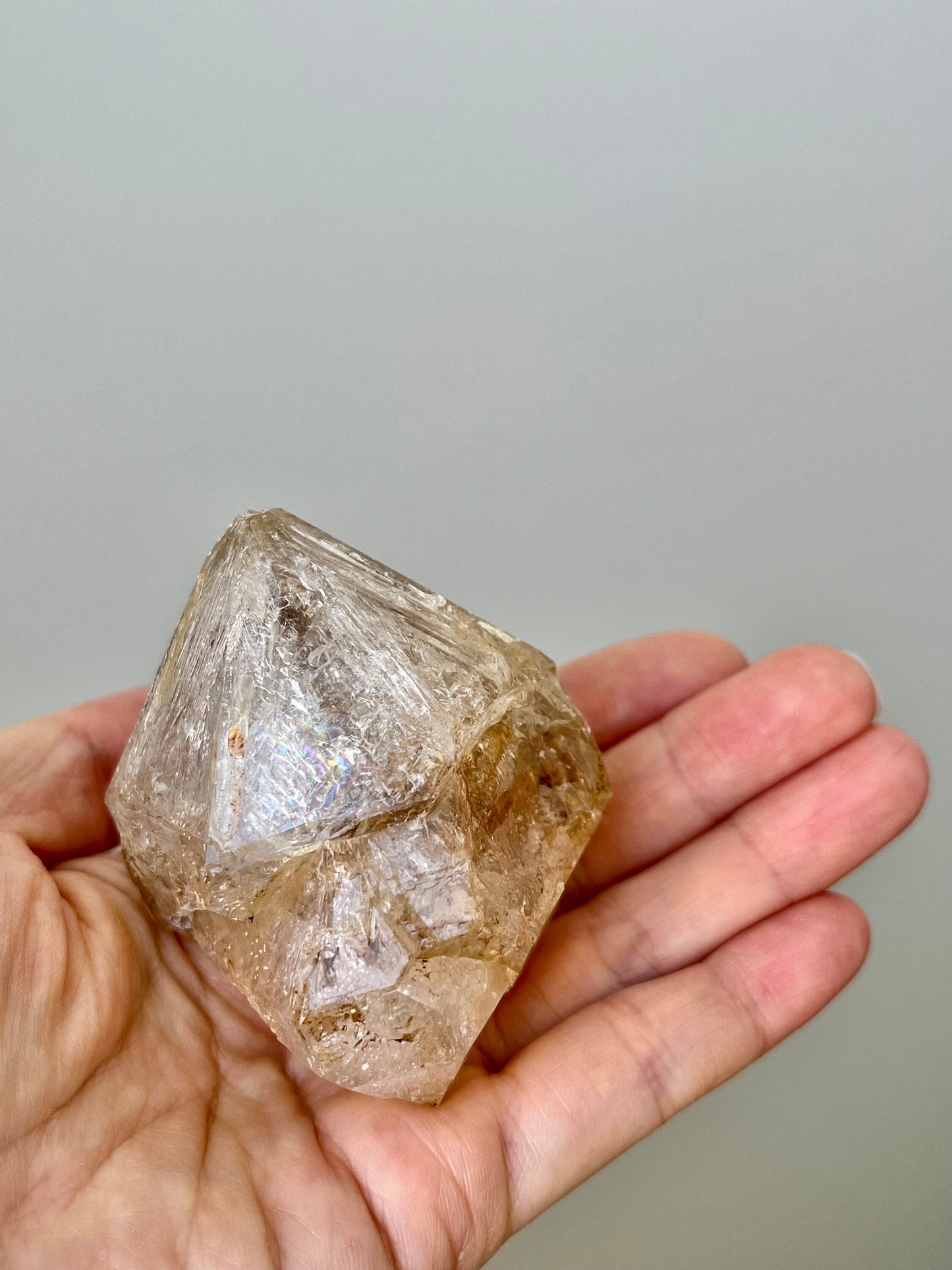 Yellow Clay Fenster Quartz with Rainbow Flash