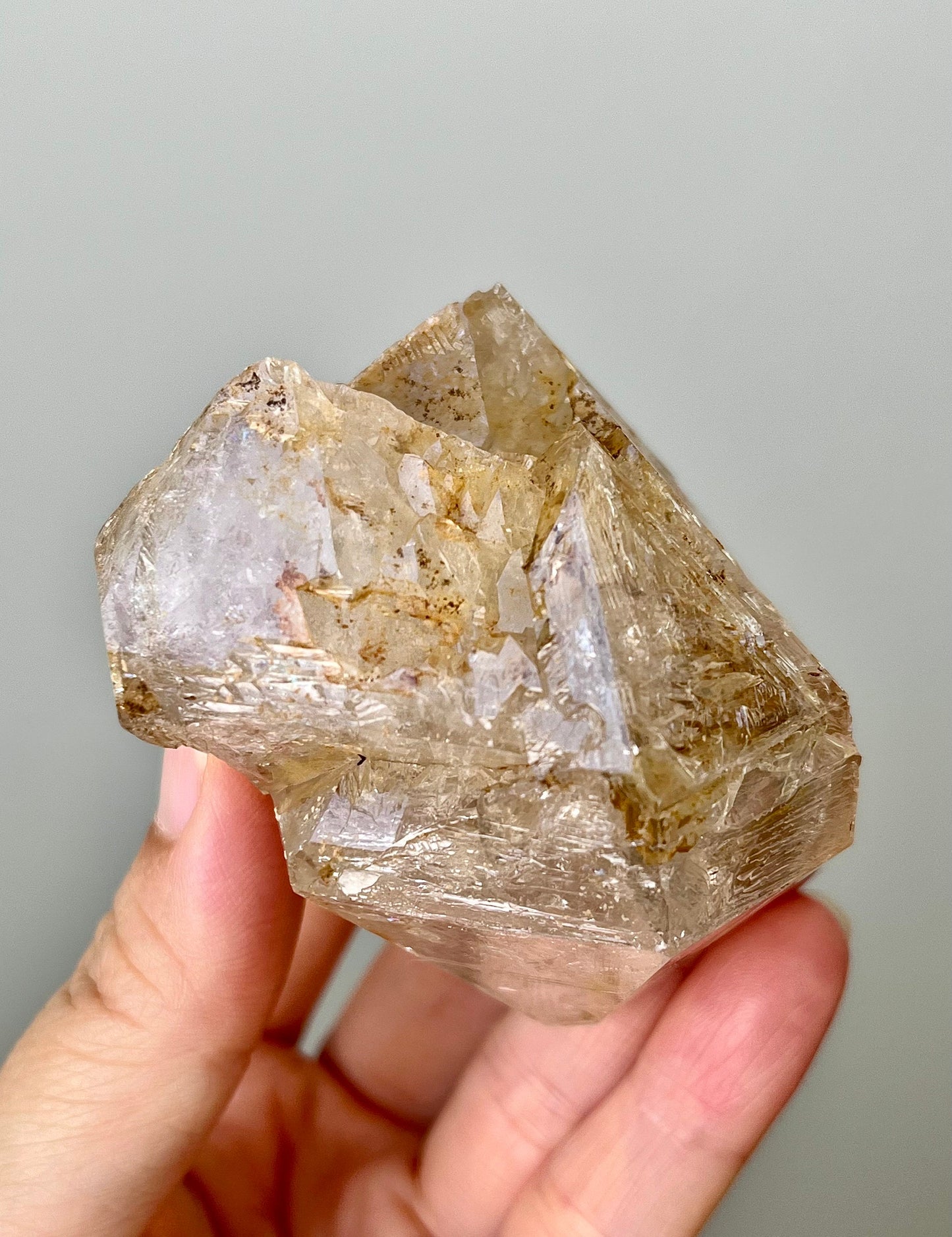 Yellow Clay Fenster Quartz with Rainbow Flash