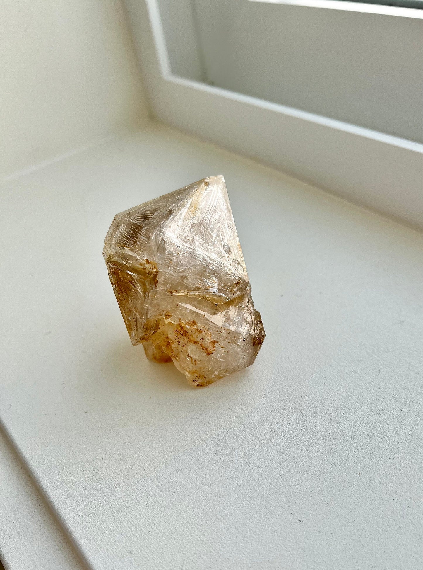 Yellow Clay Fenster Quartz with Rainbow Flash