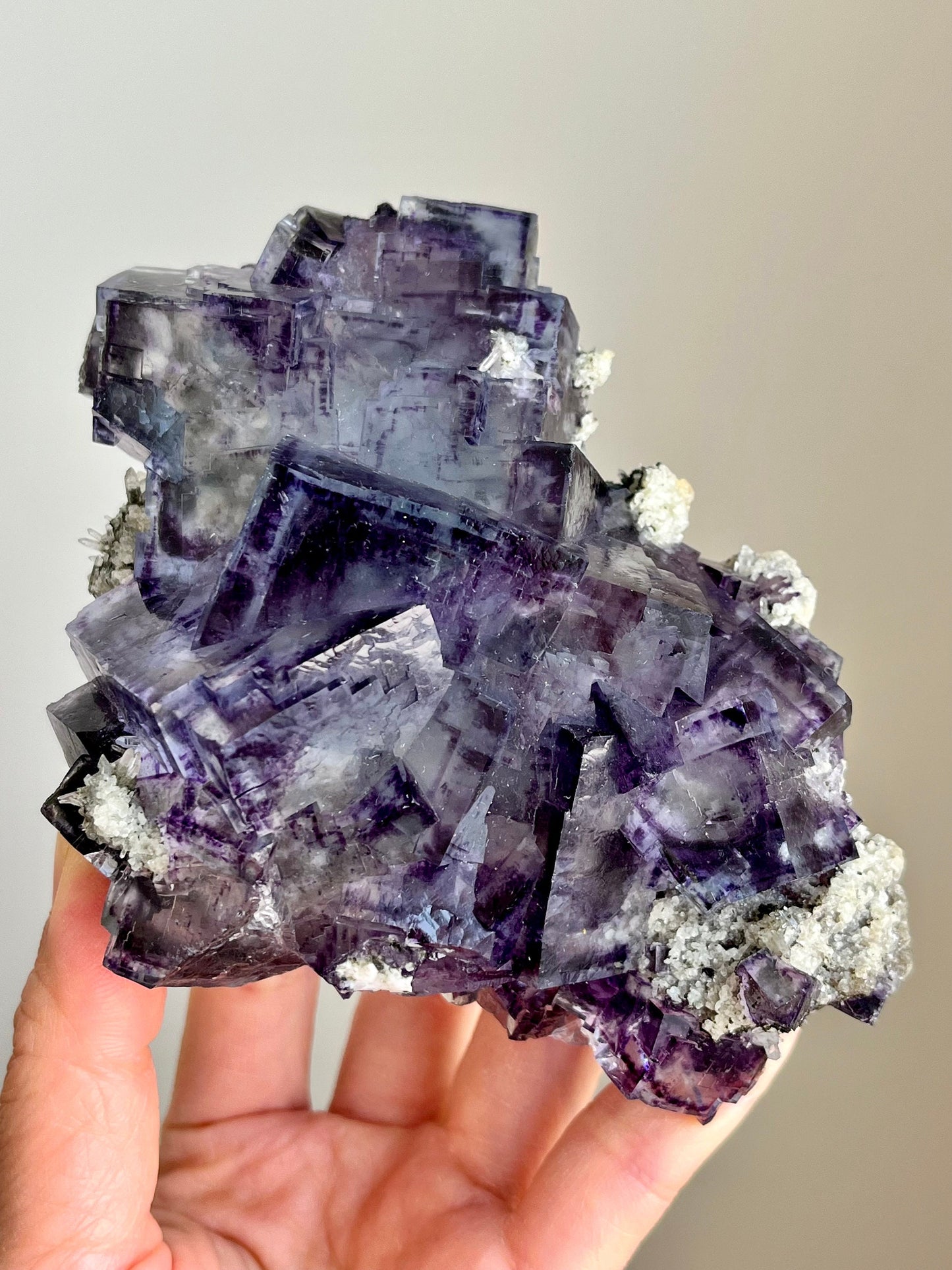 Glassy Fluorite with Colour Zonings, Chlorite, Pyrite, Quartz & Mica