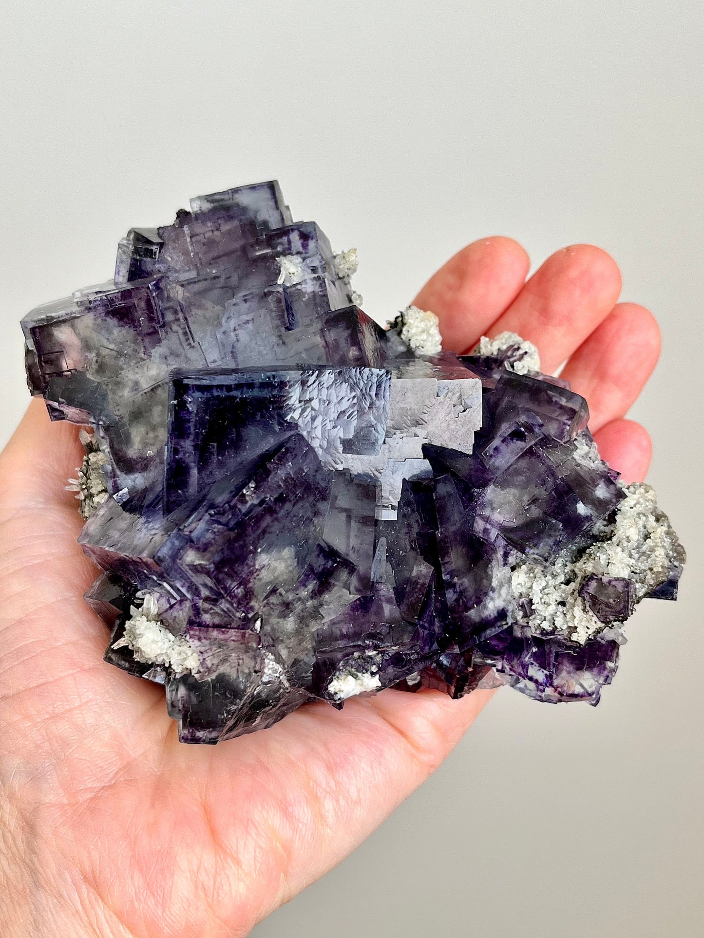 Glassy Fluorite with Colour Zonings, Chlorite, Pyrite, Quartz & Mica