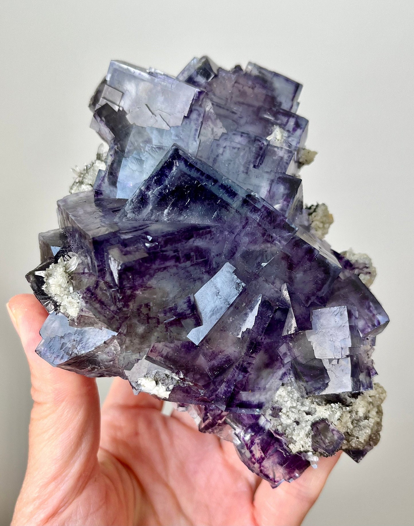 Glassy Fluorite with Colour Zonings, Chlorite, Pyrite, Quartz & Mica
