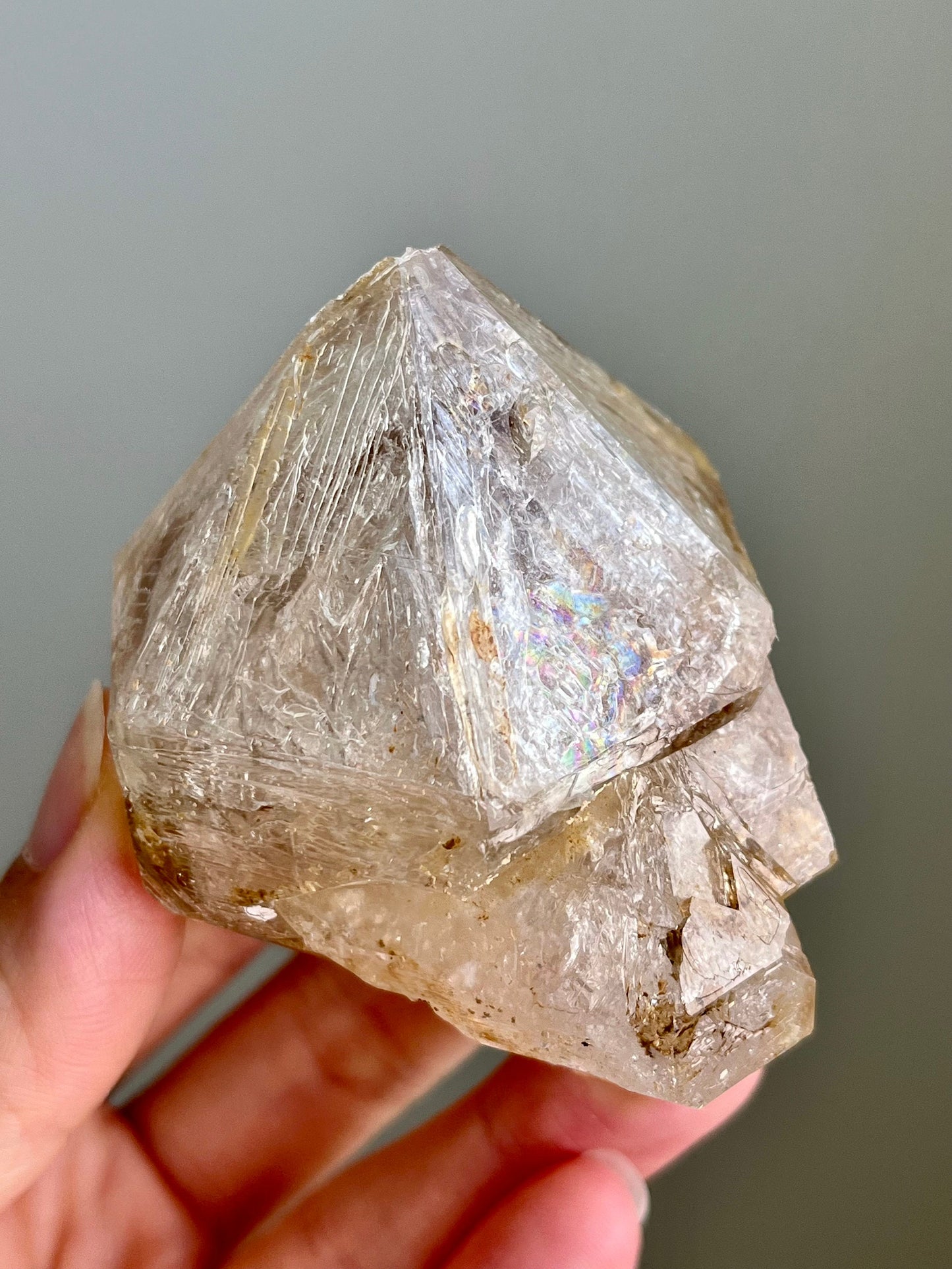 Yellow Clay Fenster Quartz with Rainbow Flash