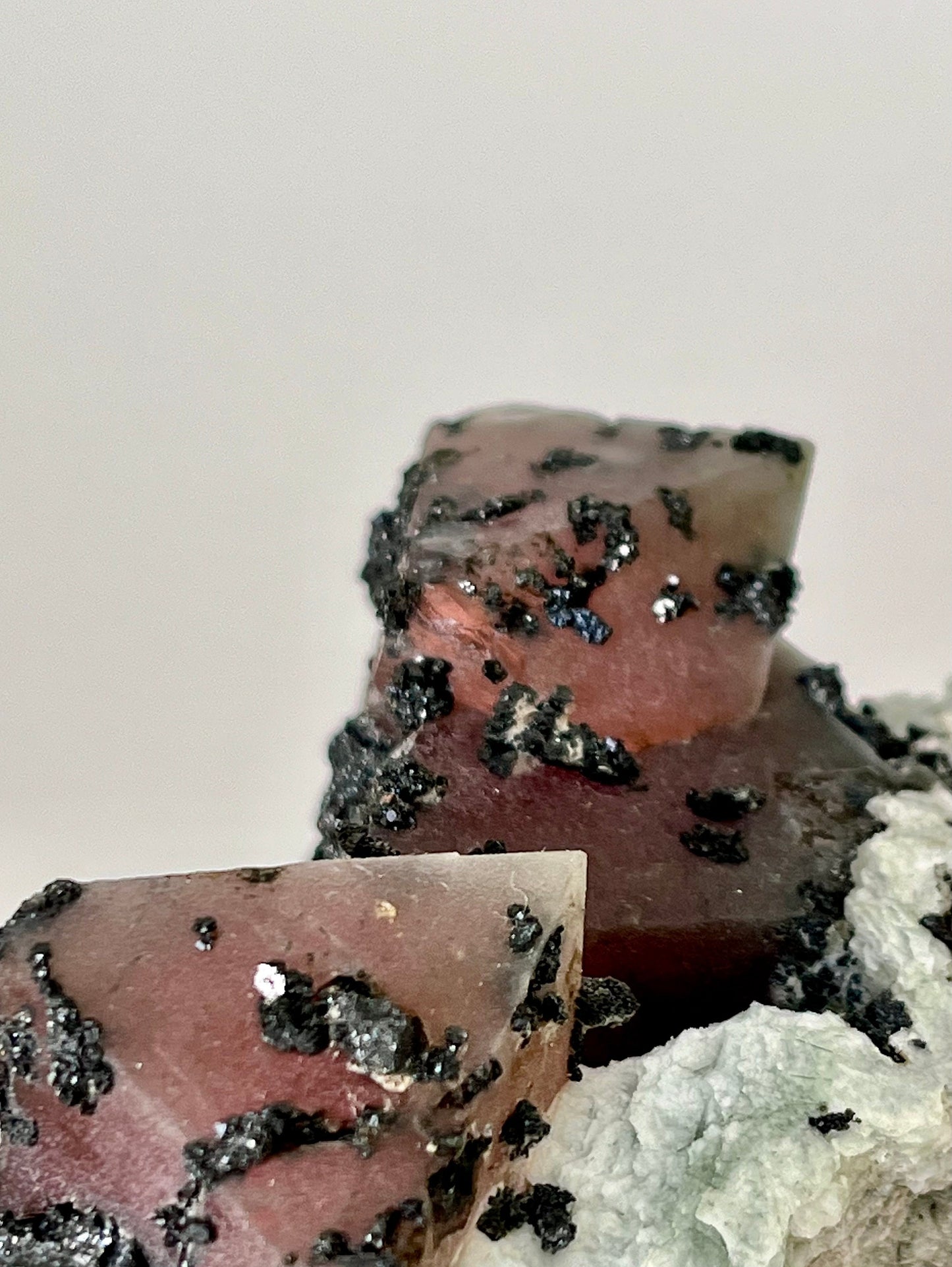 Druzy Pink Octahedral Fluorite Cluster with Marmatite & Calcite