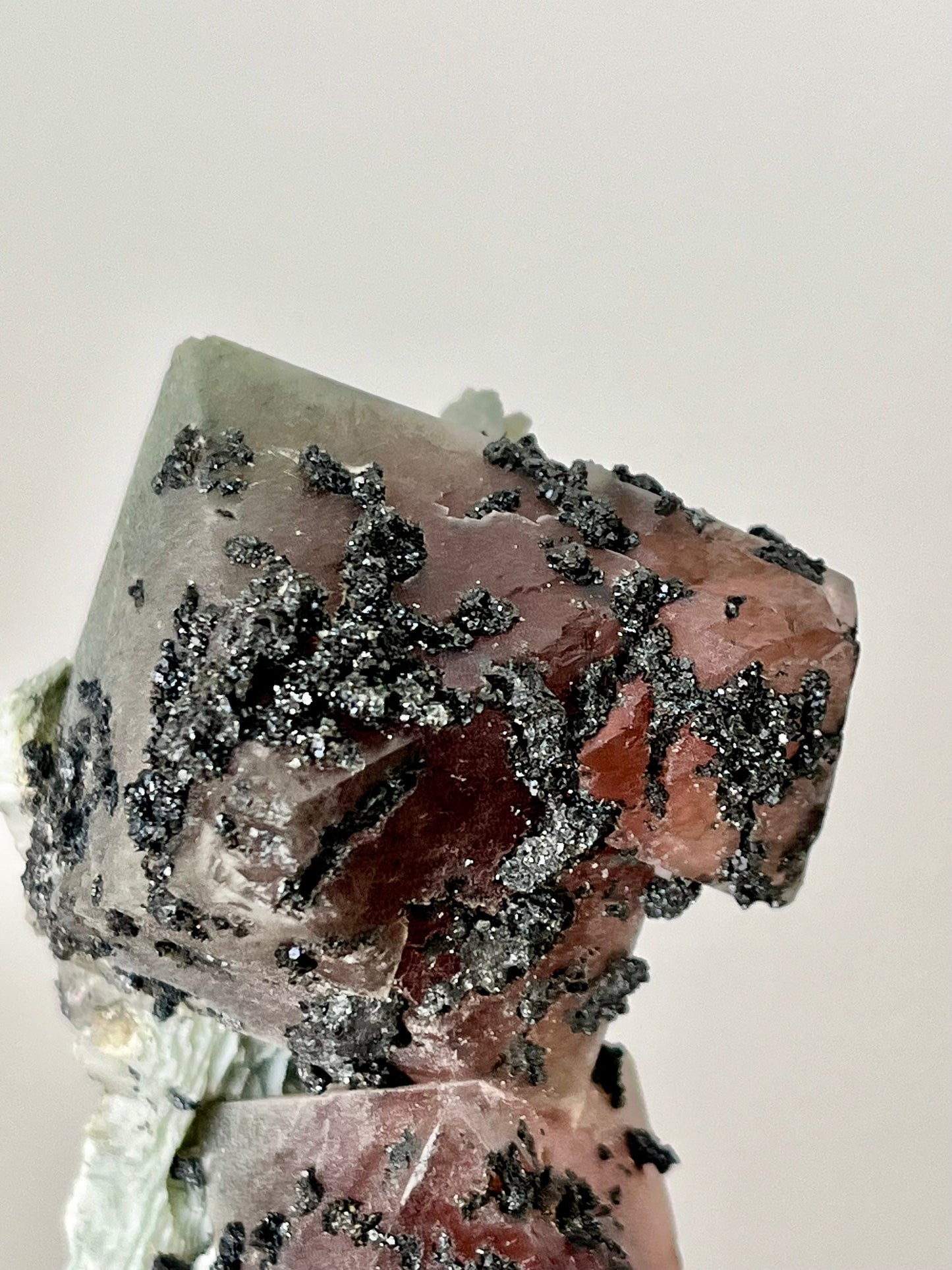 Druzy Pink Octahedral Fluorite Cluster with Marmatite & Calcite
