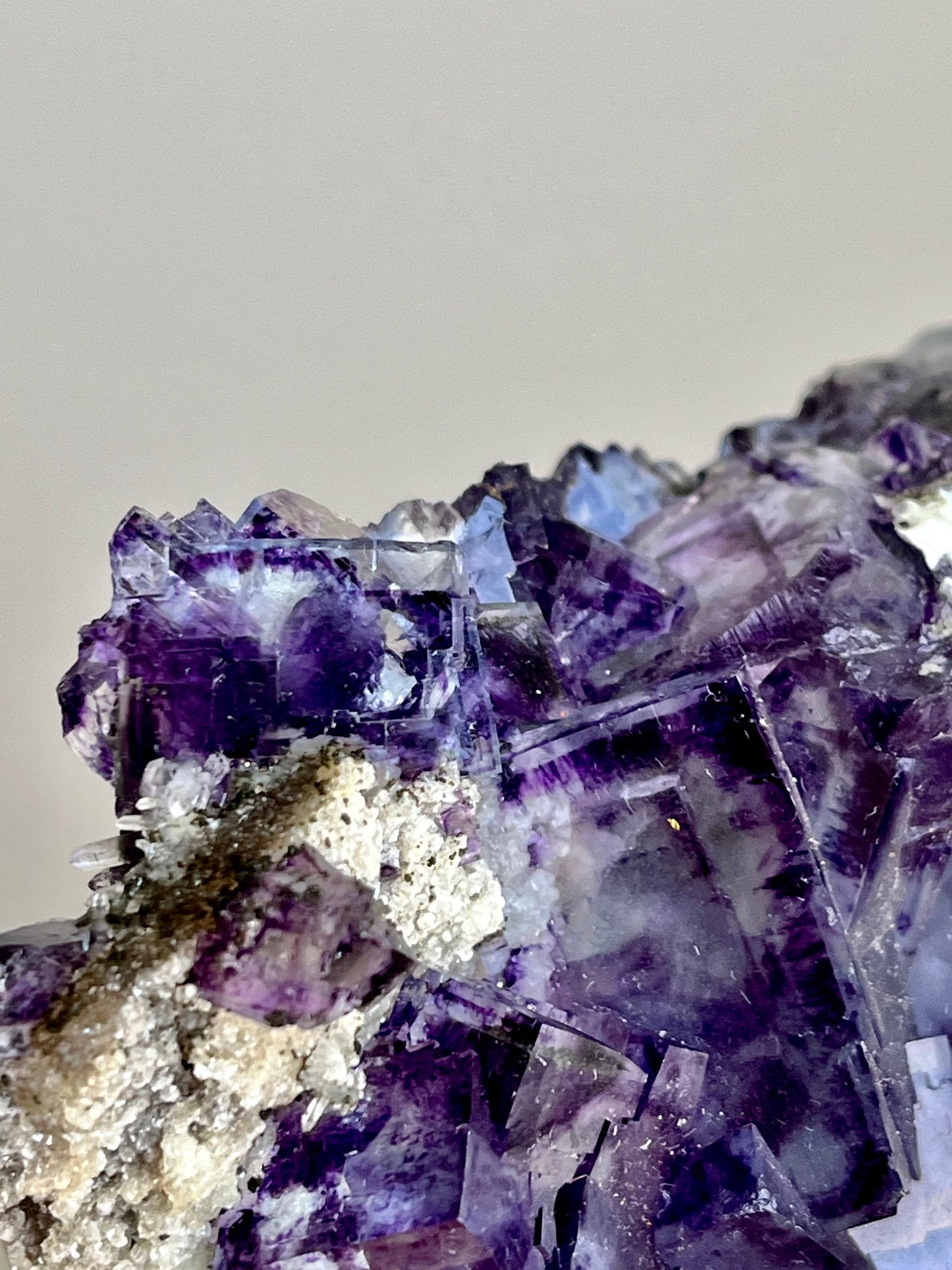 Glassy Fluorite with Colour Zonings, Chlorite, Pyrite, Quartz & Mica