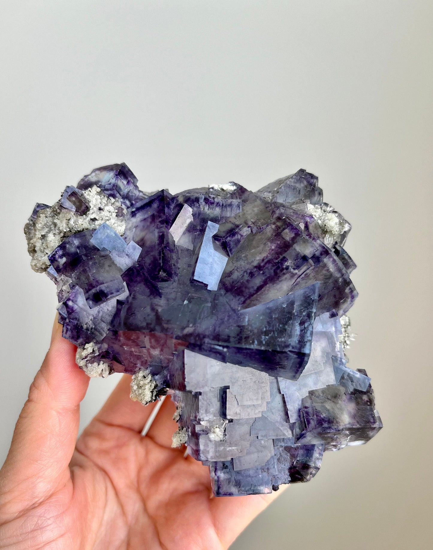 Glassy Fluorite with Colour Zonings, Chlorite, Pyrite, Quartz & Mica