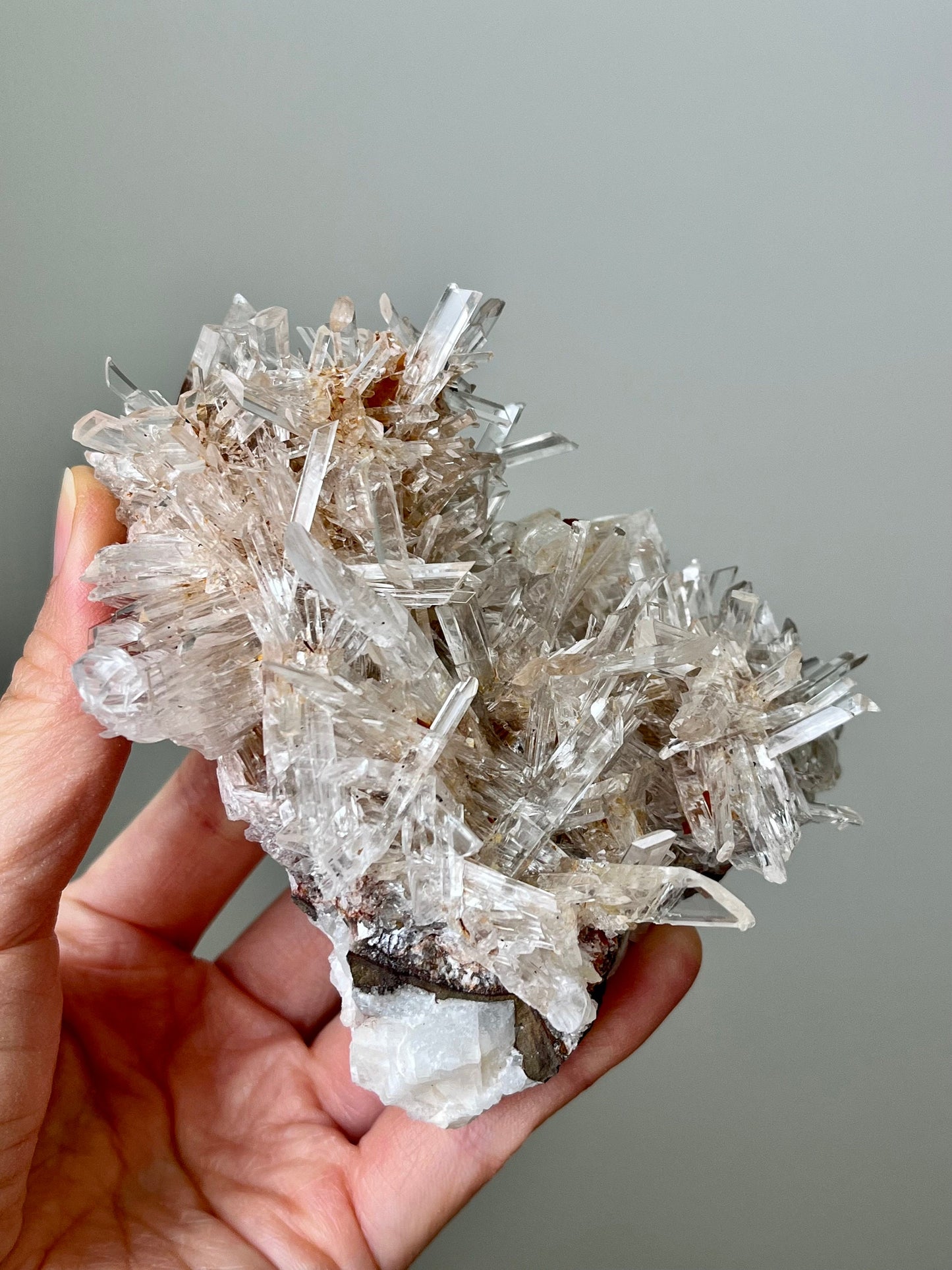 Icy Clear Gypsum (Selenite) on matrix