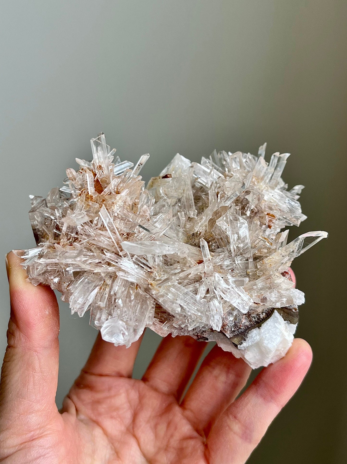 Icy Clear Gypsum (Selenite) on matrix