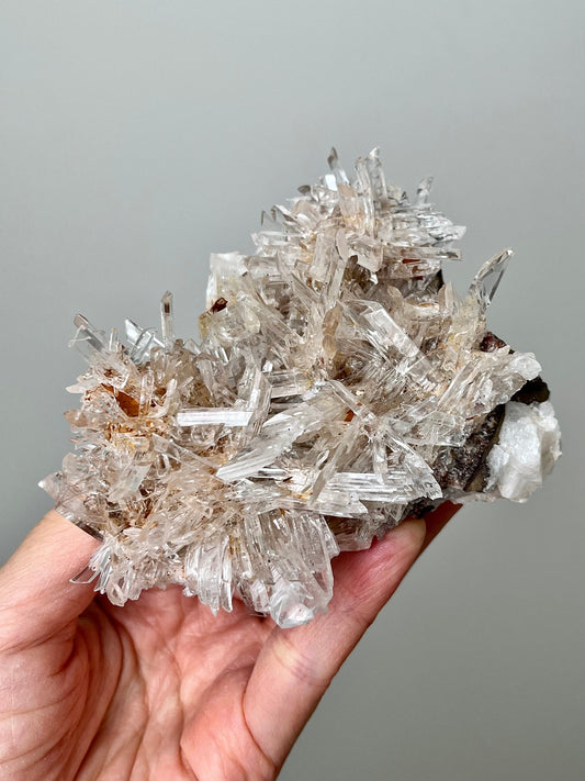 Icy Clear Gypsum (Selenite) on matrix