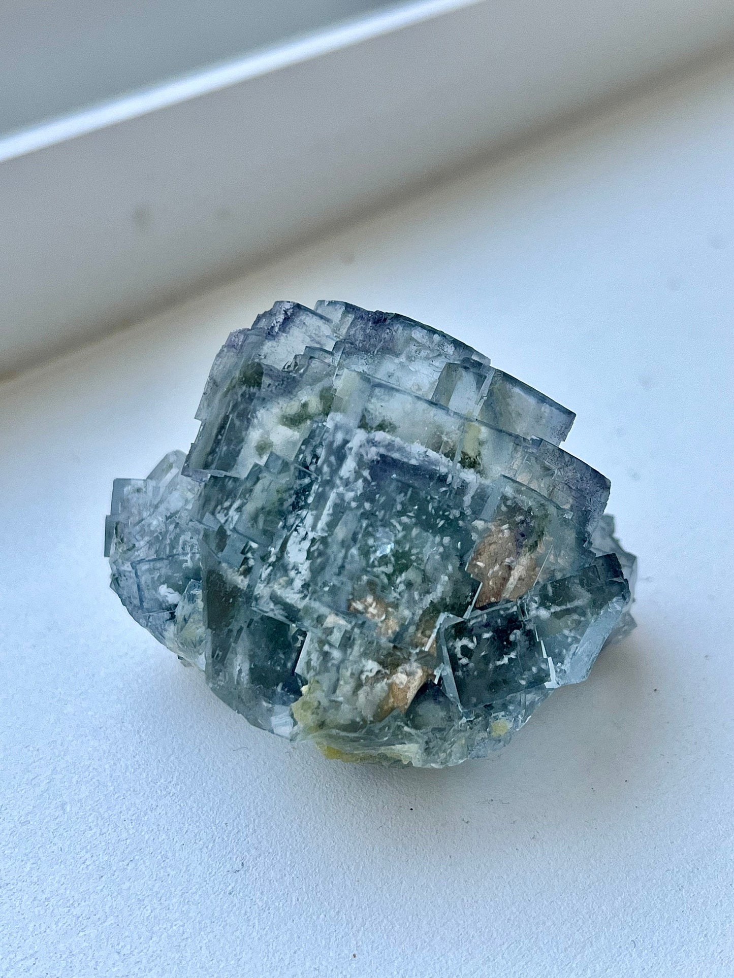 Glassy Fluorite with Phosphorescent inclusions, Calcite, & Quartz