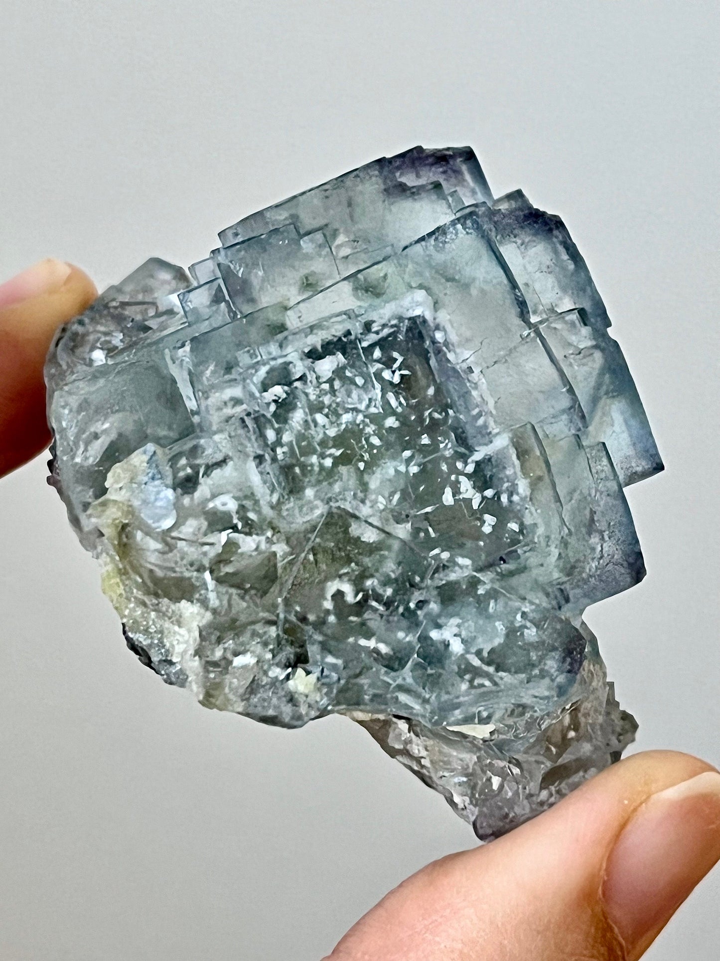 Glassy Fluorite with Phosphorescent inclusions, Calcite, & Quartz