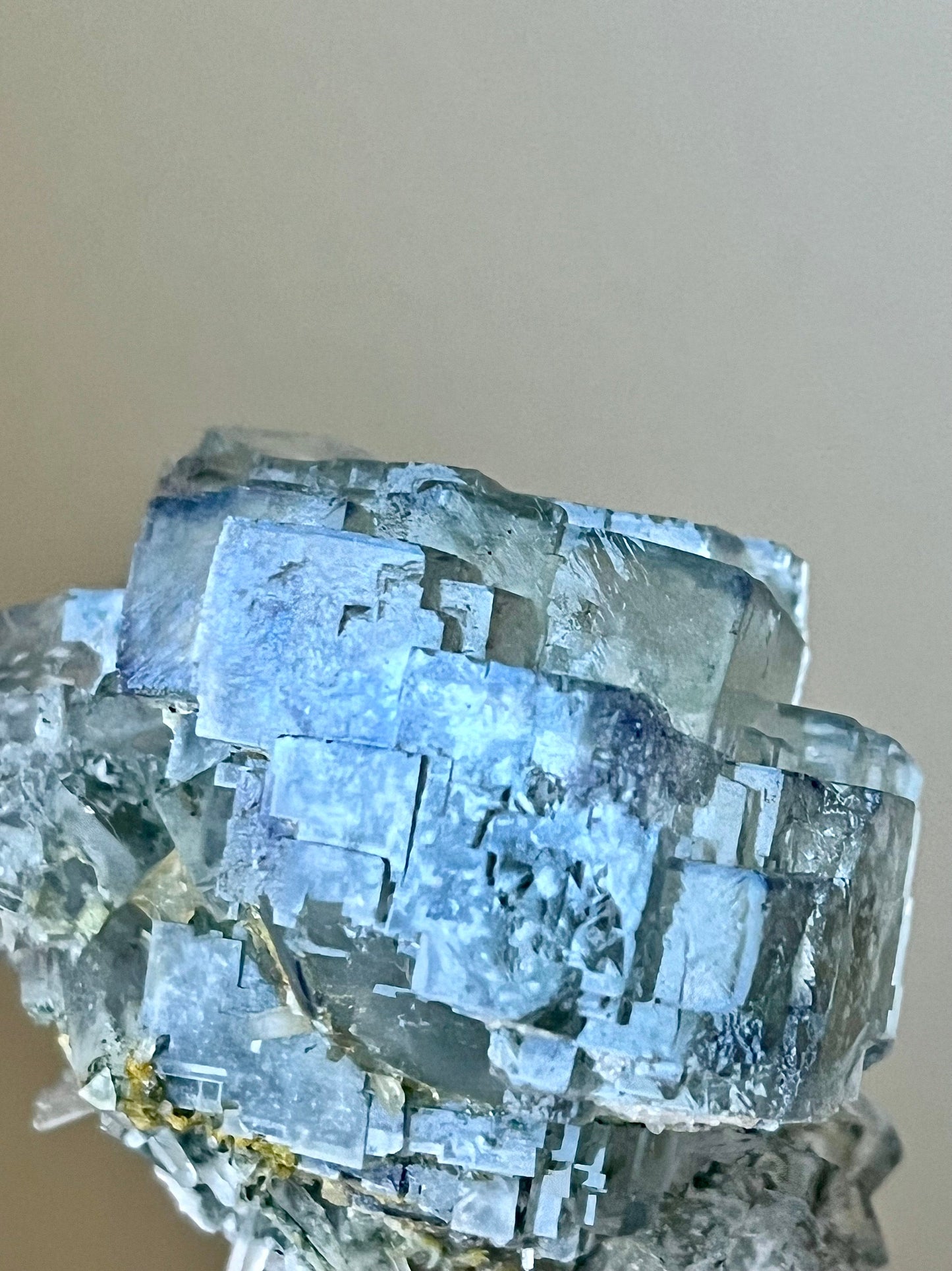 Glassy Fluorite with Phosphorescent inclusions, Calcite, & Quartz