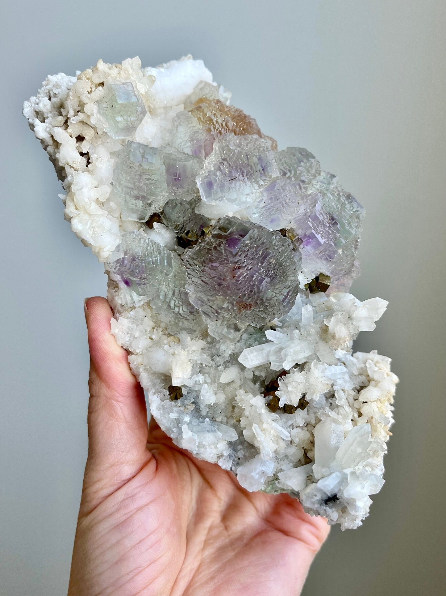 Shangbao Fluorite with Quartz, Pyrite, Calcite - Collectors piece - Mineral specimen, Crystals, Collection, Display piece