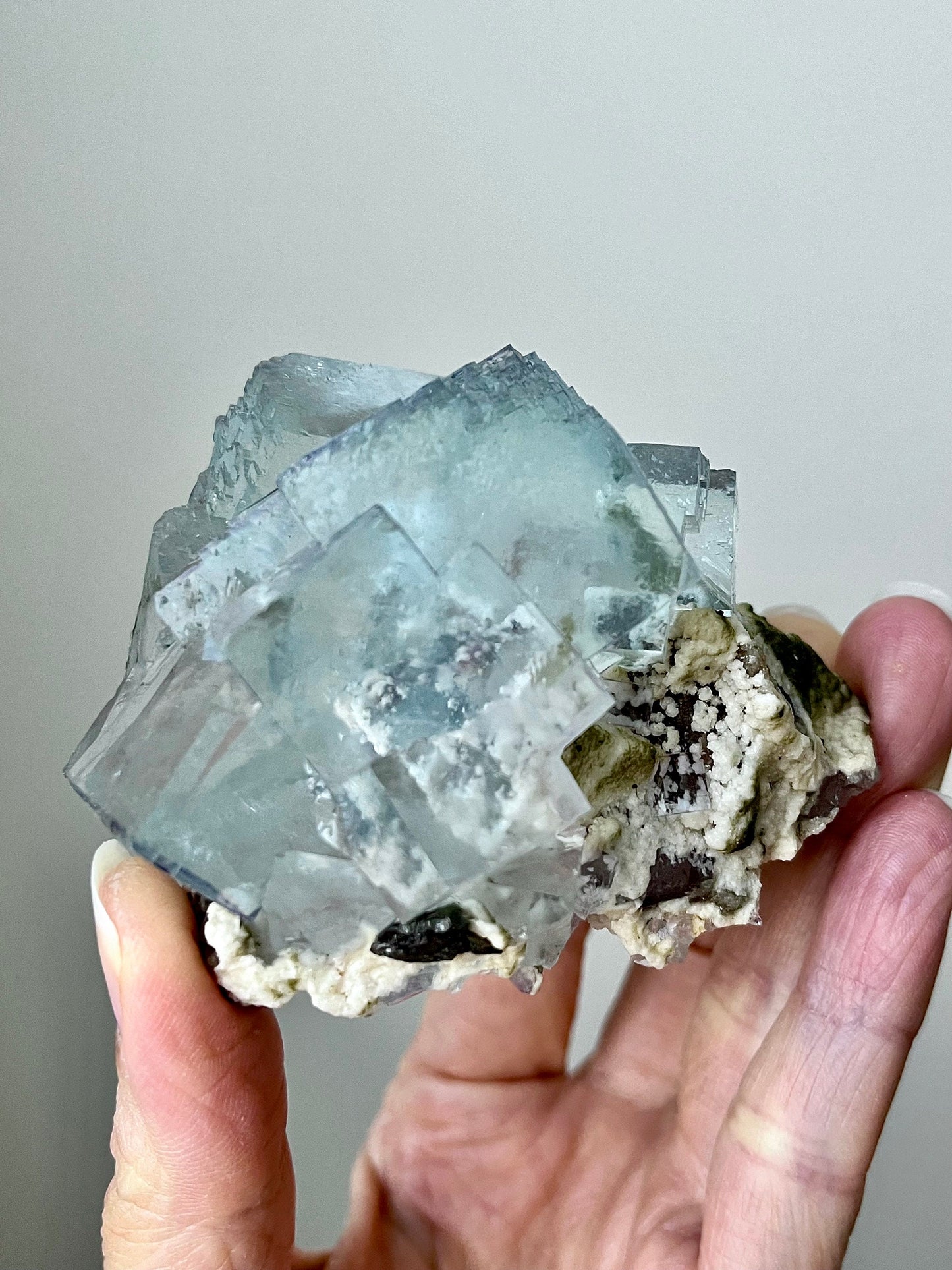 Light Blue Fluorite with Calcite & Inclusions