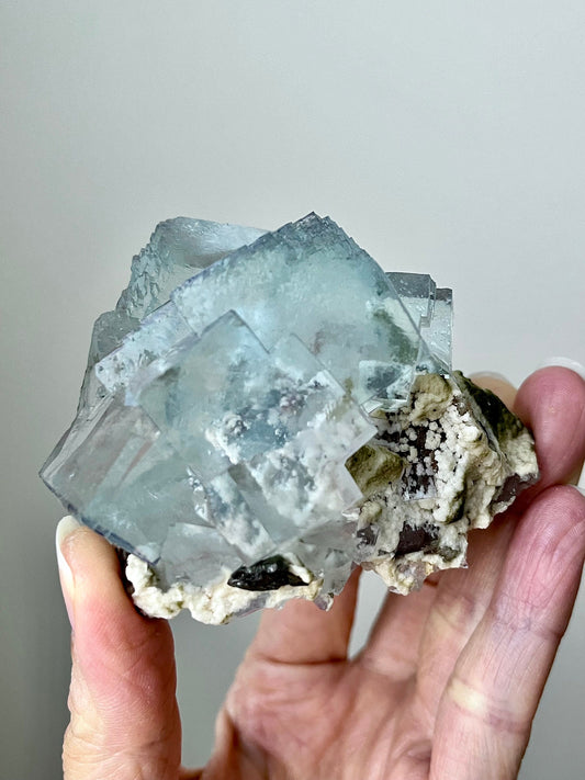 Light Blue Fluorite with Calcite & Inclusions