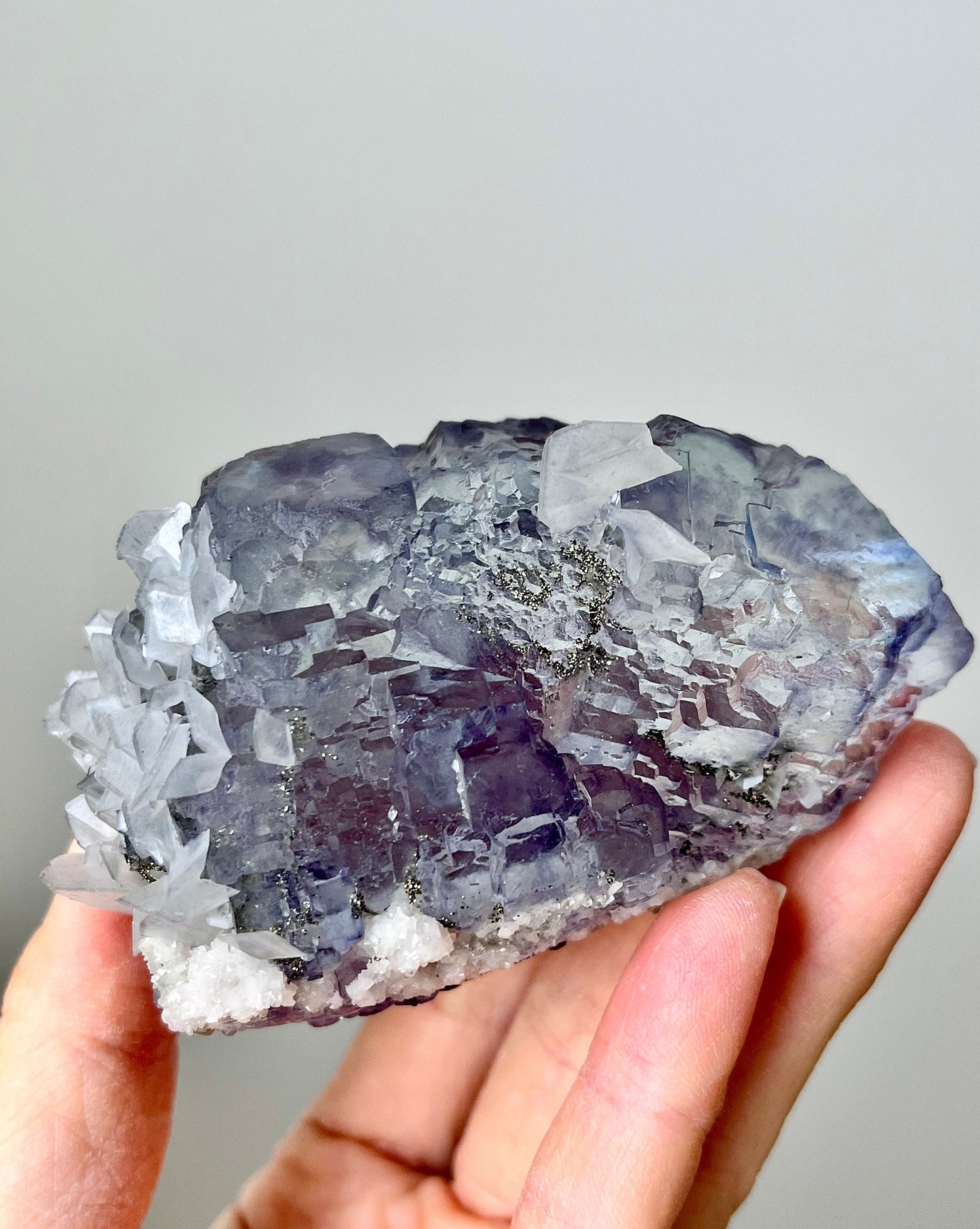 Glassy Fluorite with Colour Zonings, Calcite, Dolomite, Pyrite