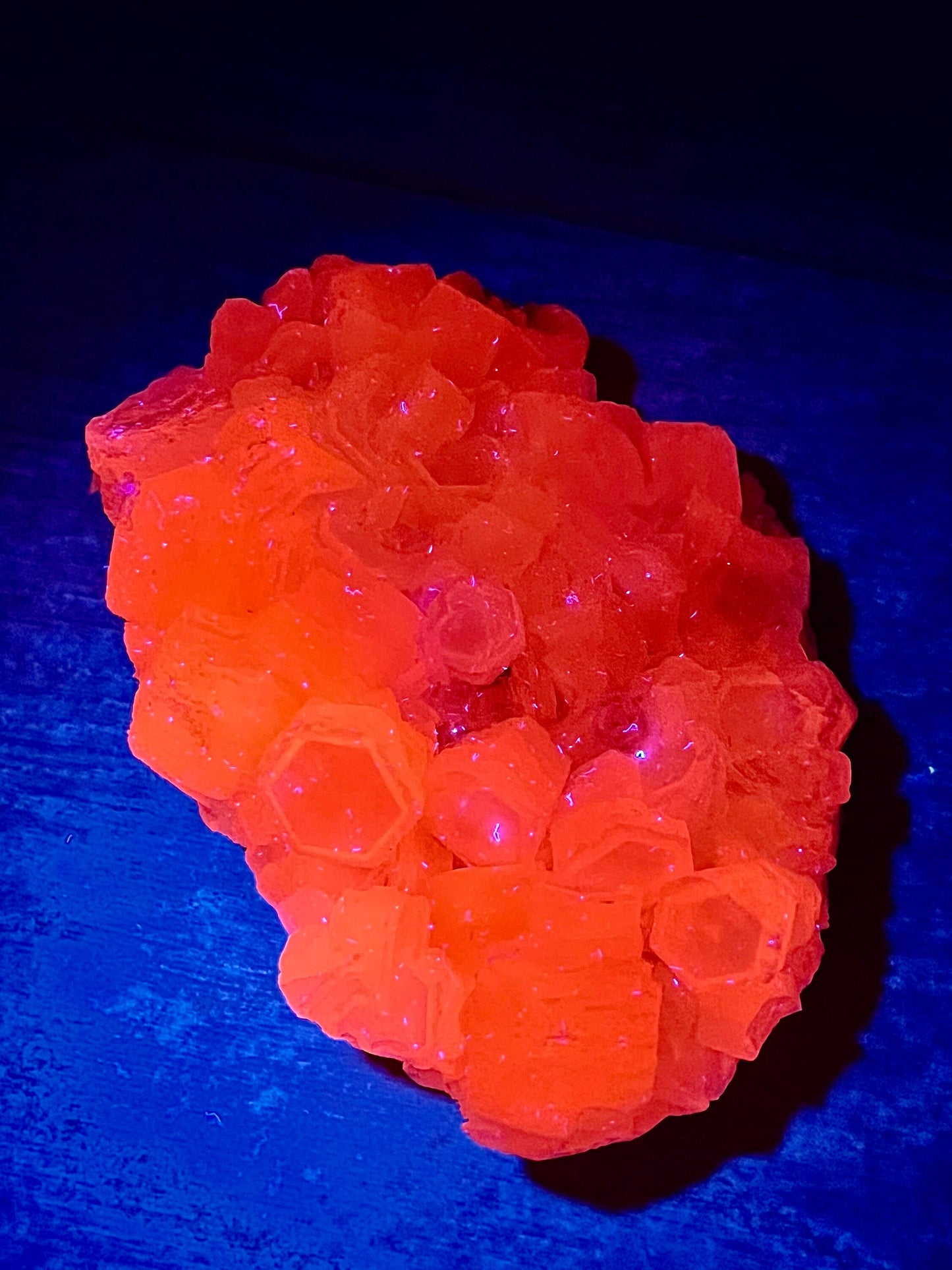 Fluorescent Pink Coin Calcite