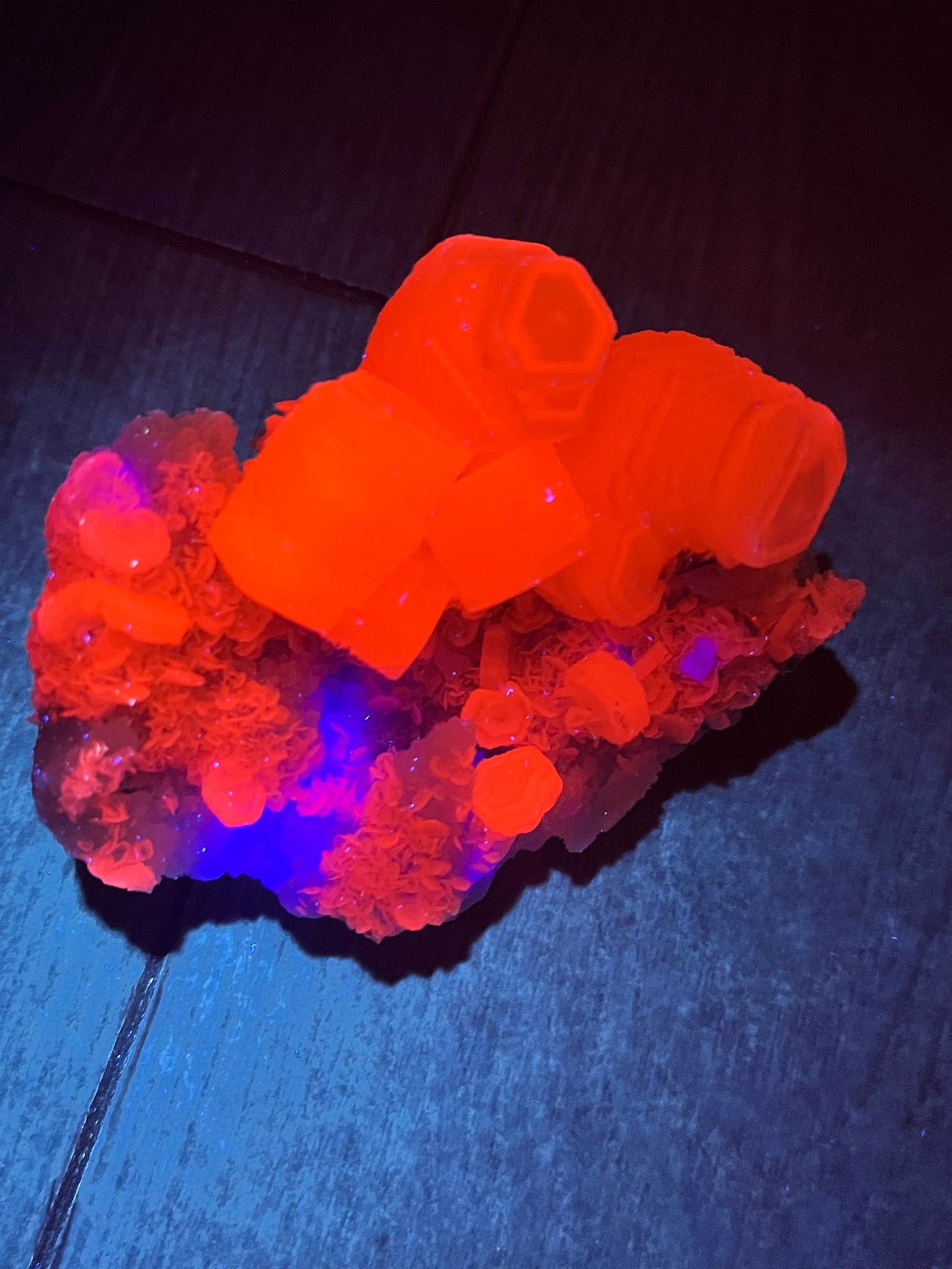 Fluorescent Pink Coin Calcite