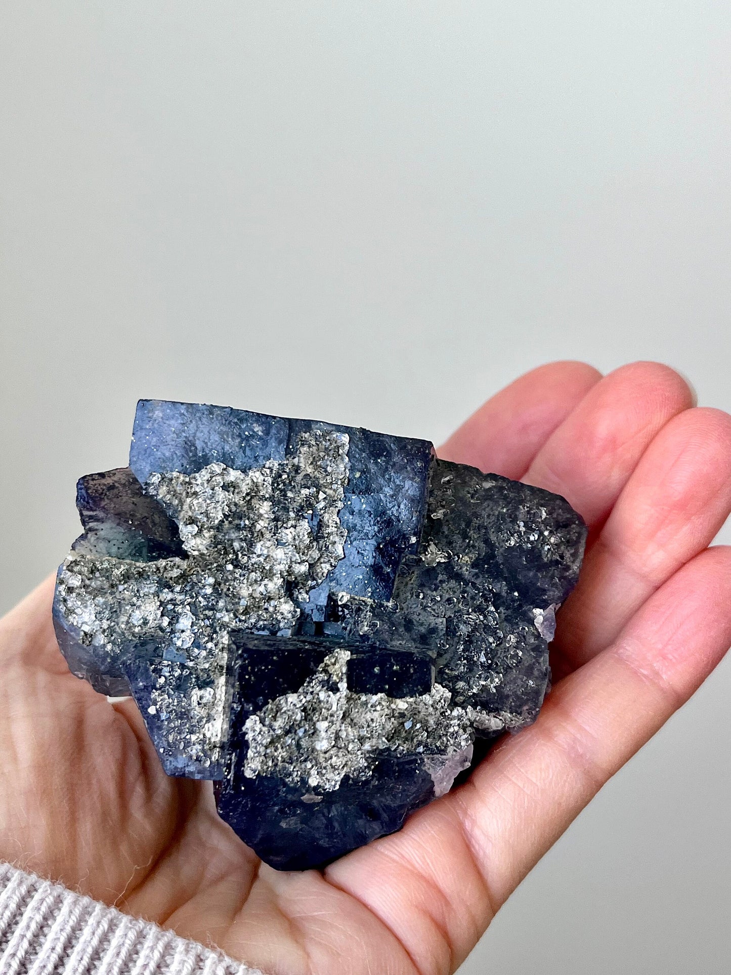 Quartz & Pyrite over Fluorite