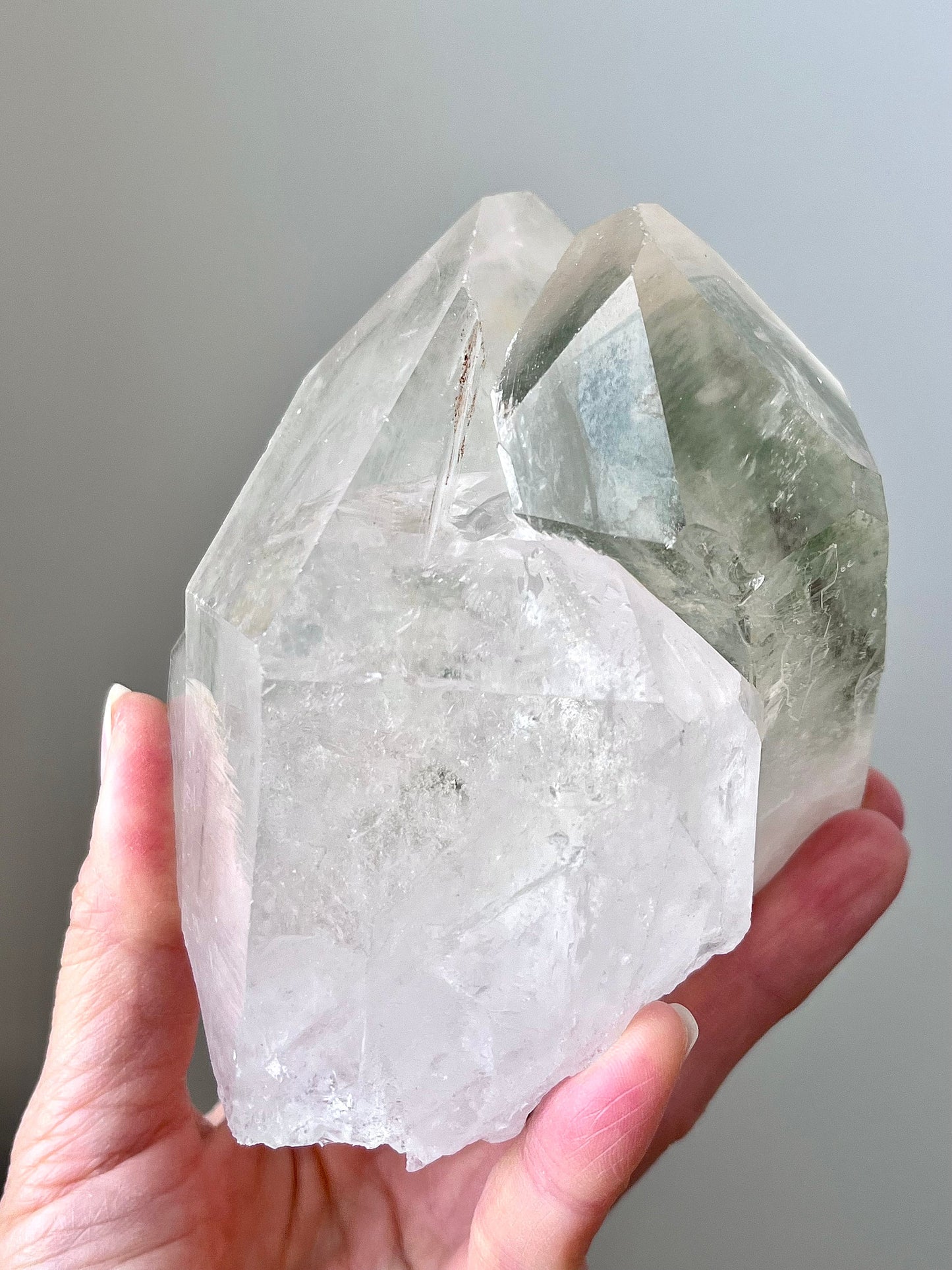 Chlorite Phantom Quartz with Rainbow Flash