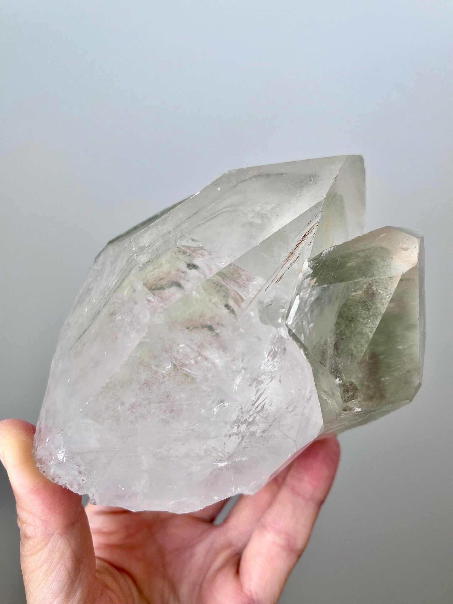 Chlorite Phantom Quartz with Rainbow Flash