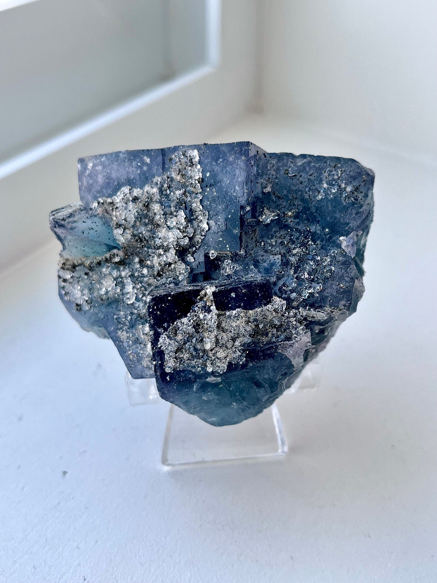 Quartz & Pyrite over Fluorite