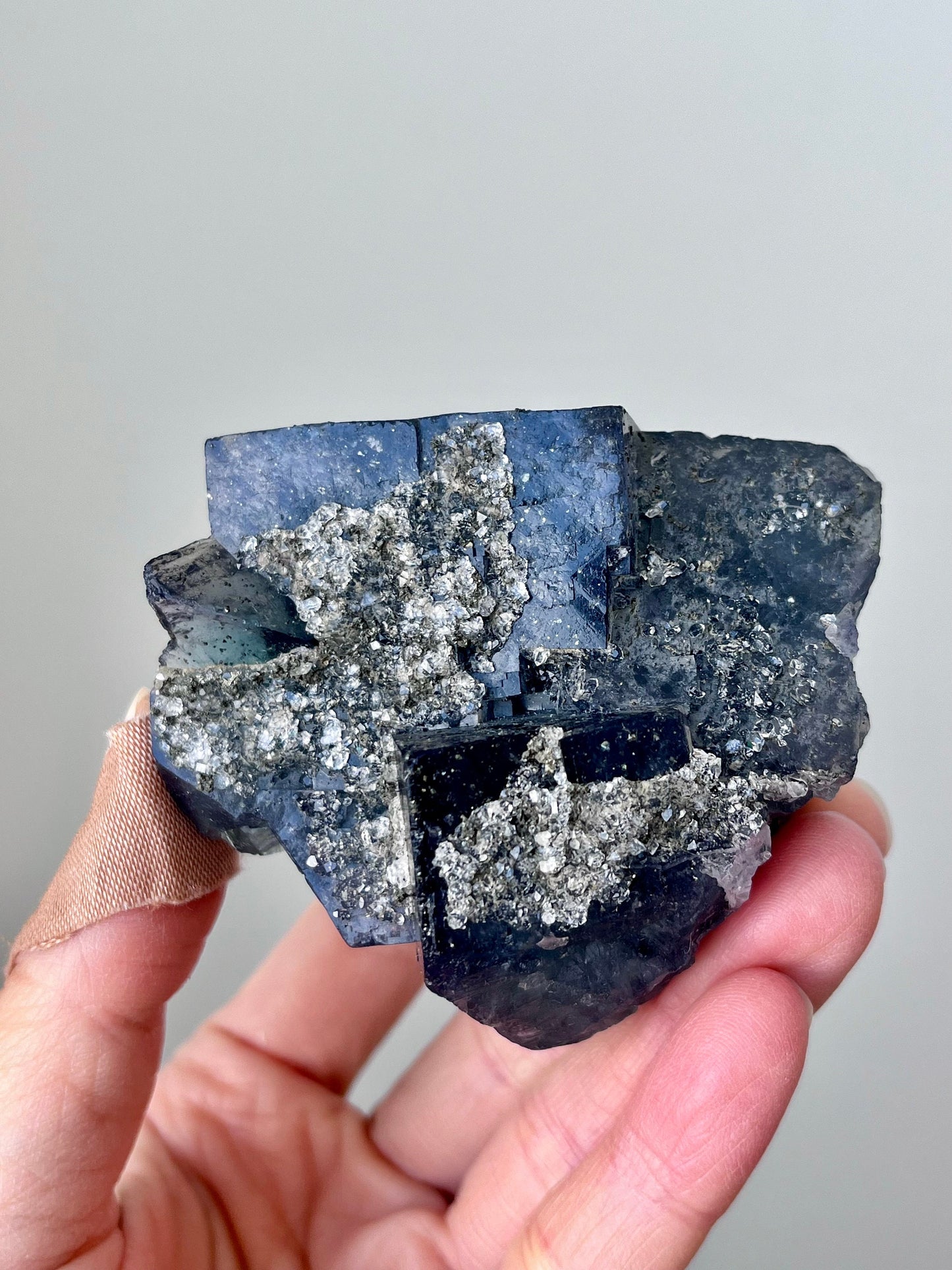 Quartz & Pyrite over Fluorite