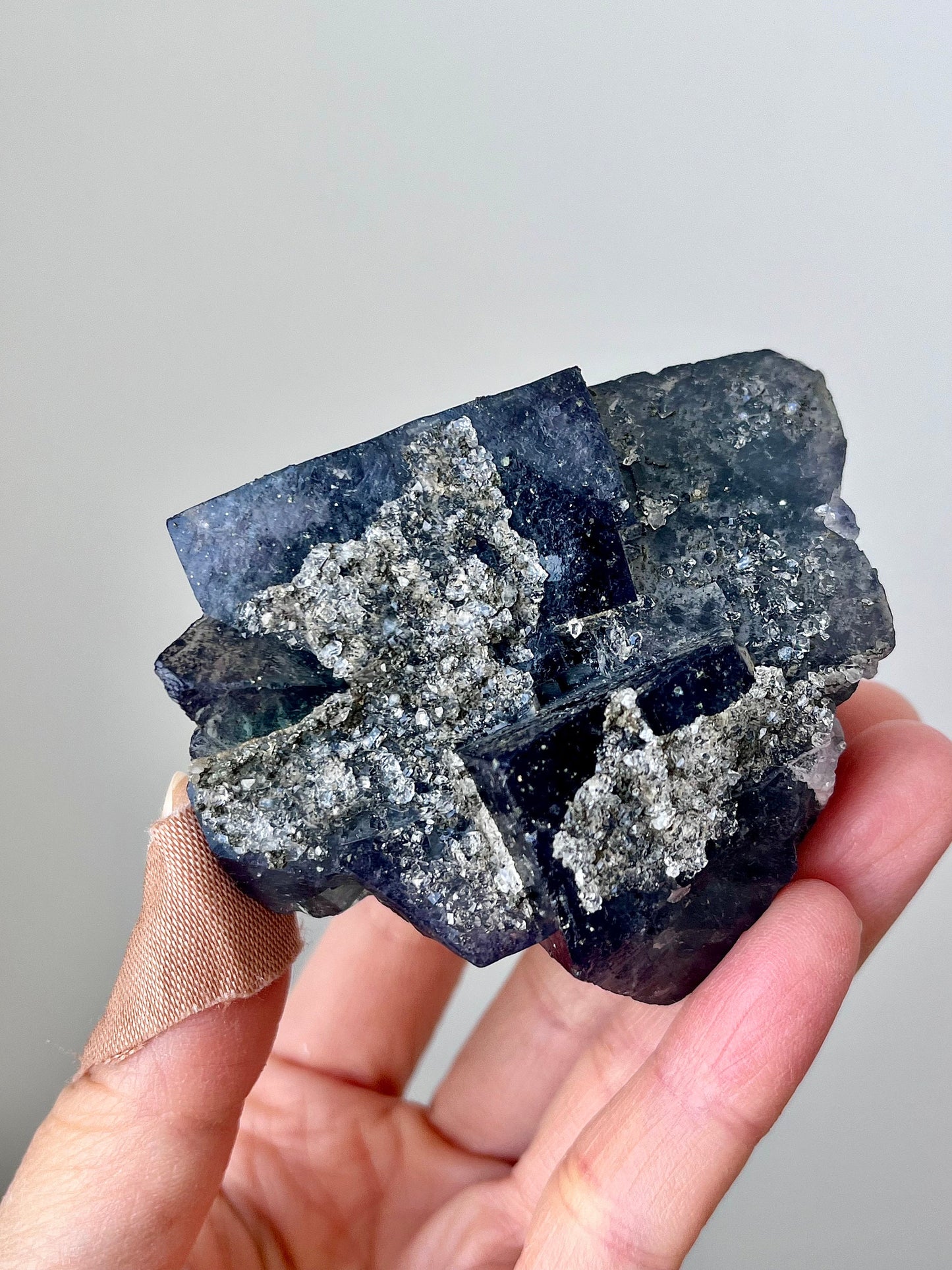 Quartz & Pyrite over Fluorite