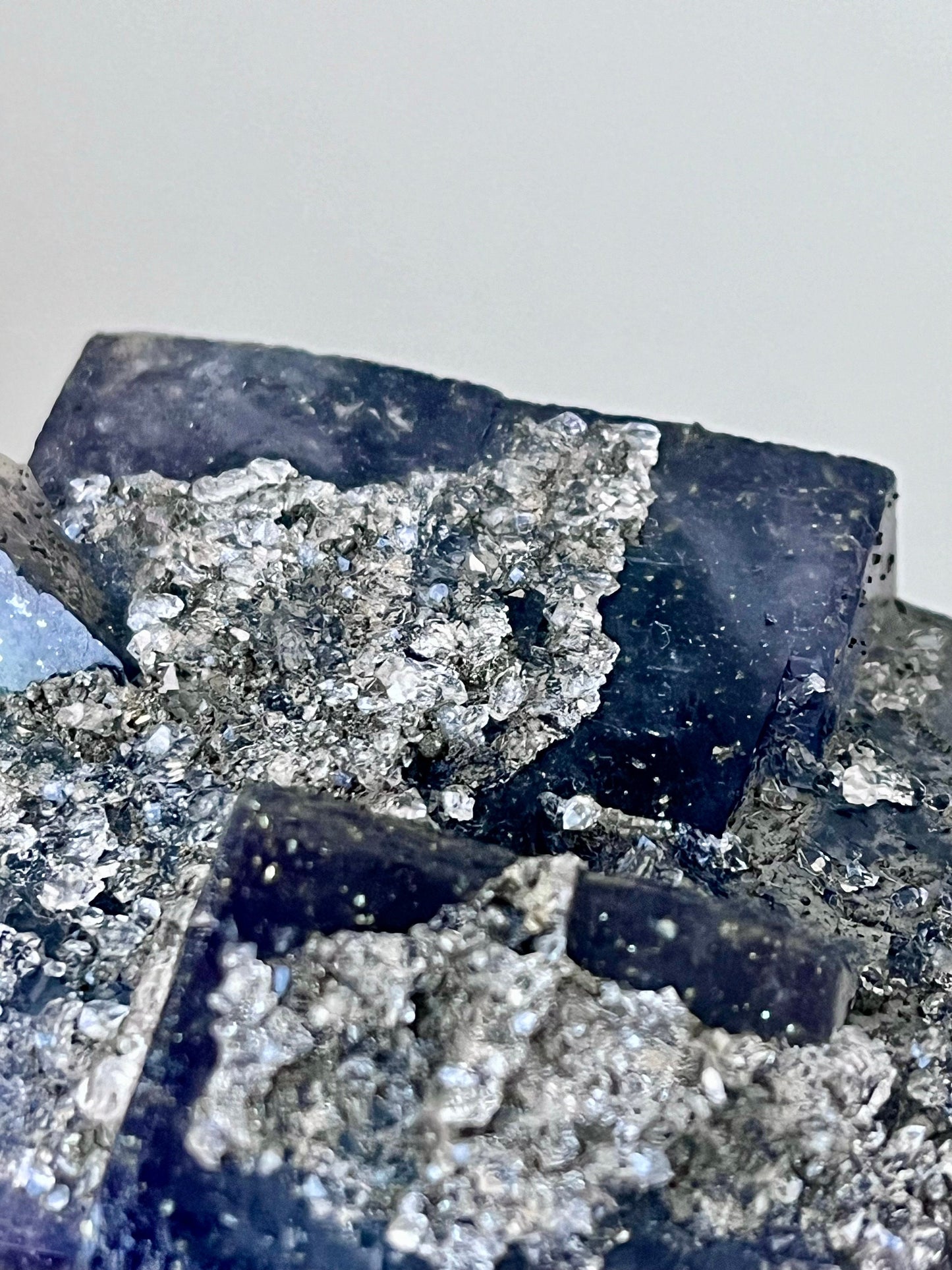 Quartz & Pyrite over Fluorite