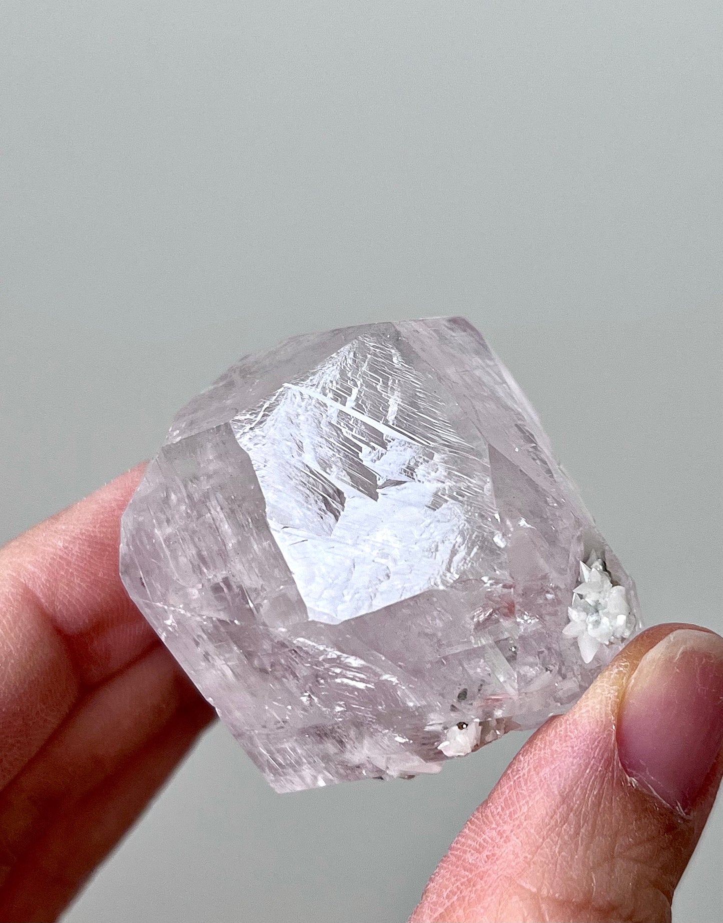 Purplish-pink Optical Diamond Calcite with Pyrite & Secondary Calcite
