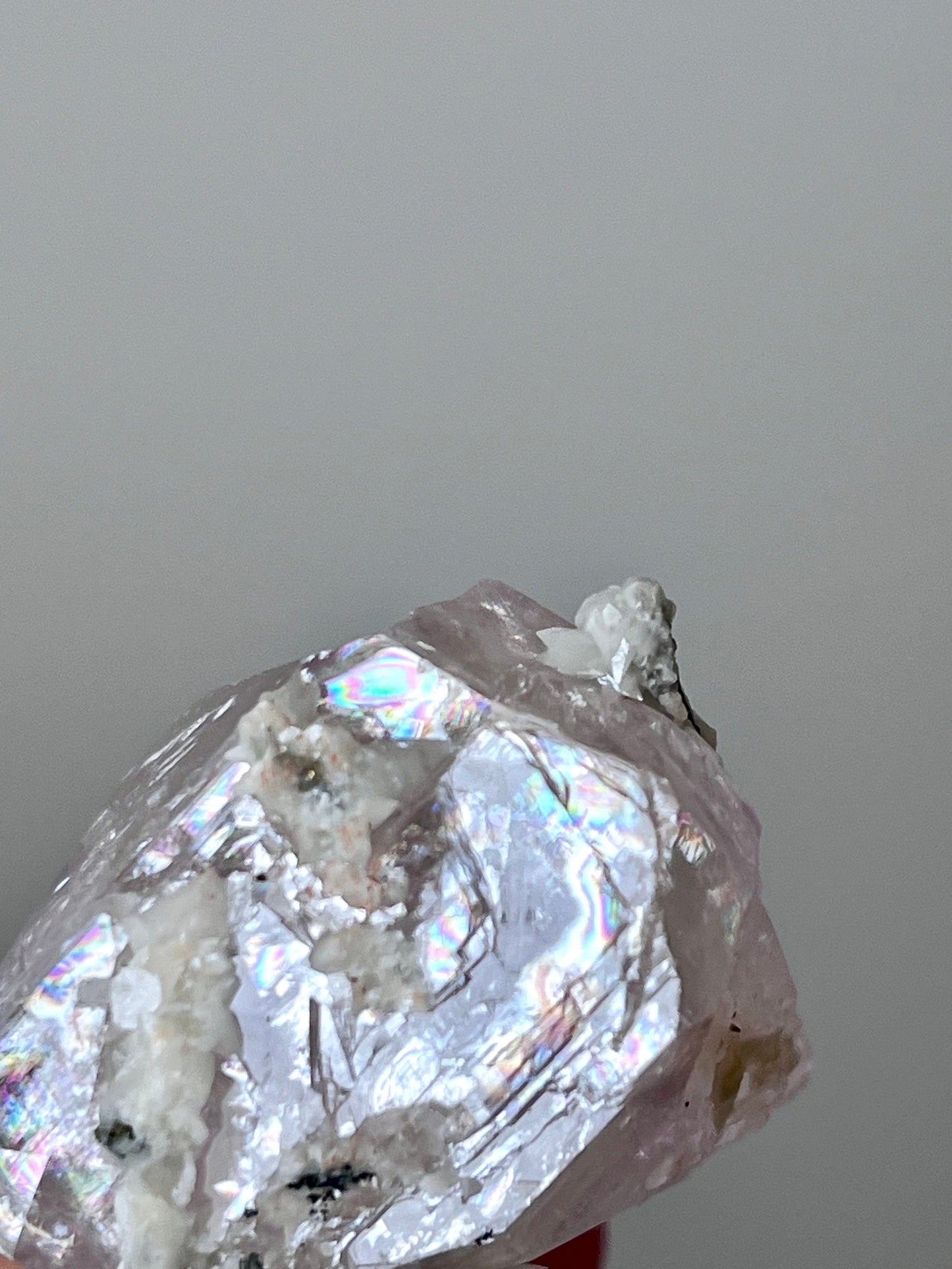 Purplish-pink Optical Diamond Calcite with Pyrite & Secondary Calcite